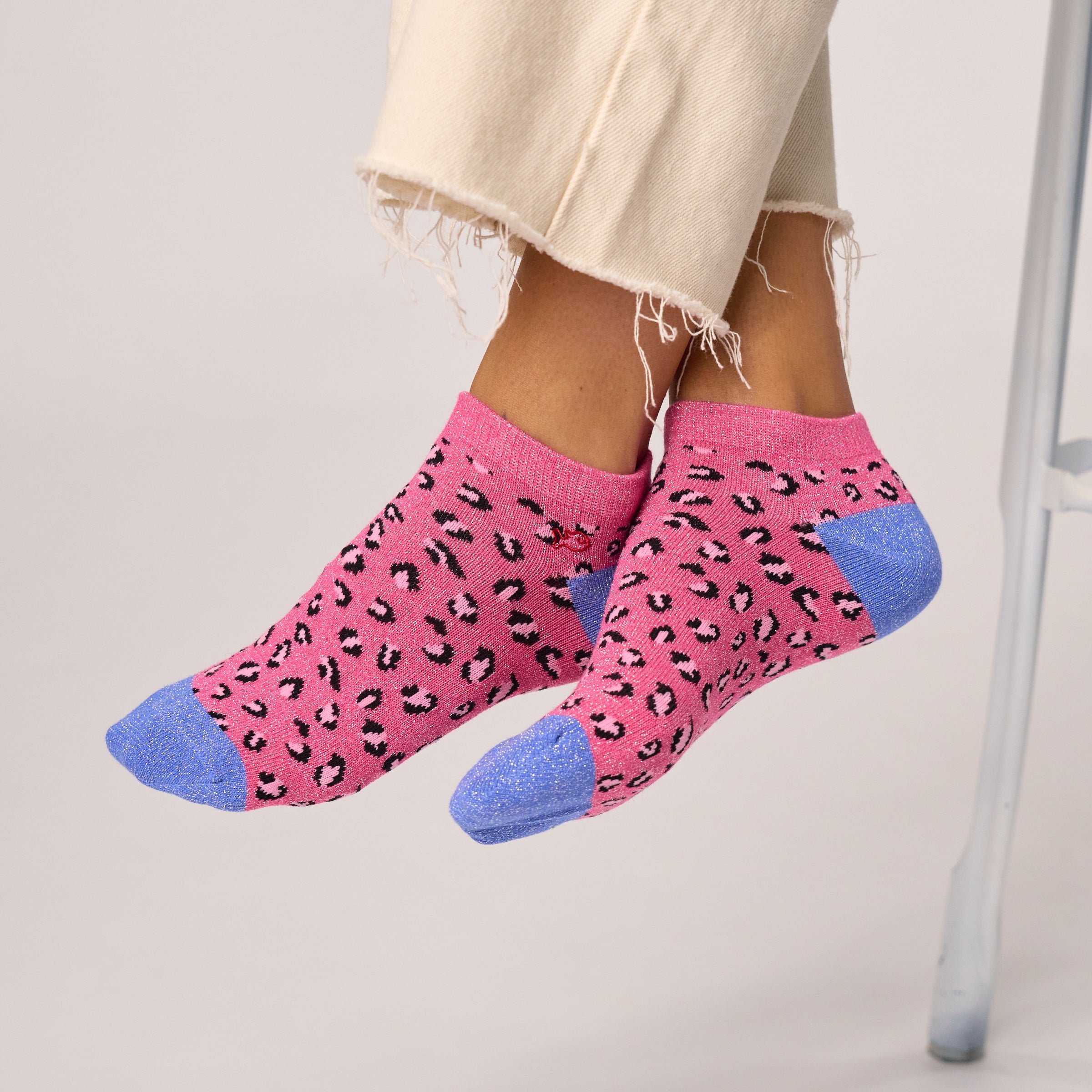 Cotton Combed Leopard Ankle Socks BILLYBELT Pink