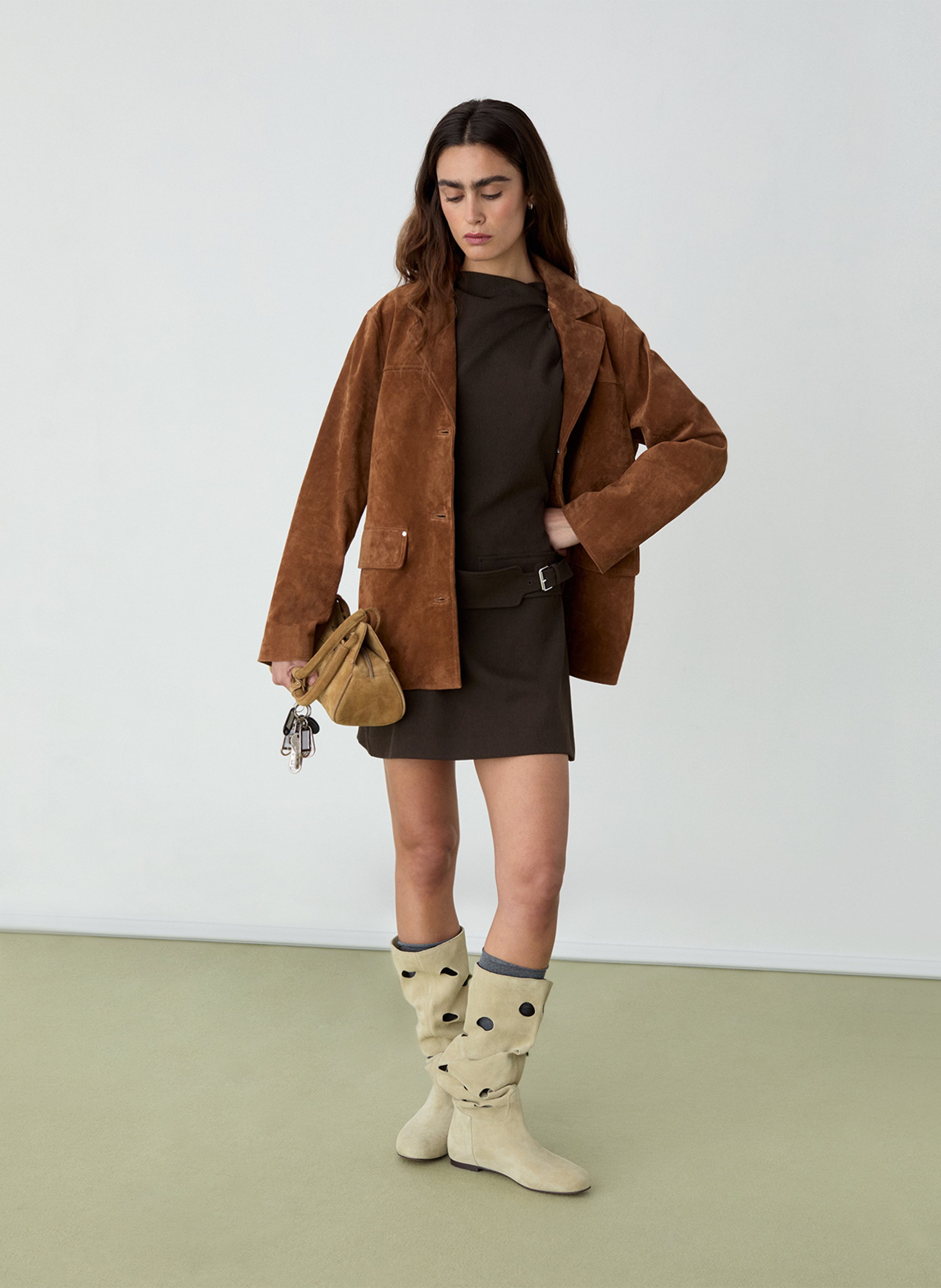 Camisón de mezcla de algodón con cuello redondo LAAGAM Marron