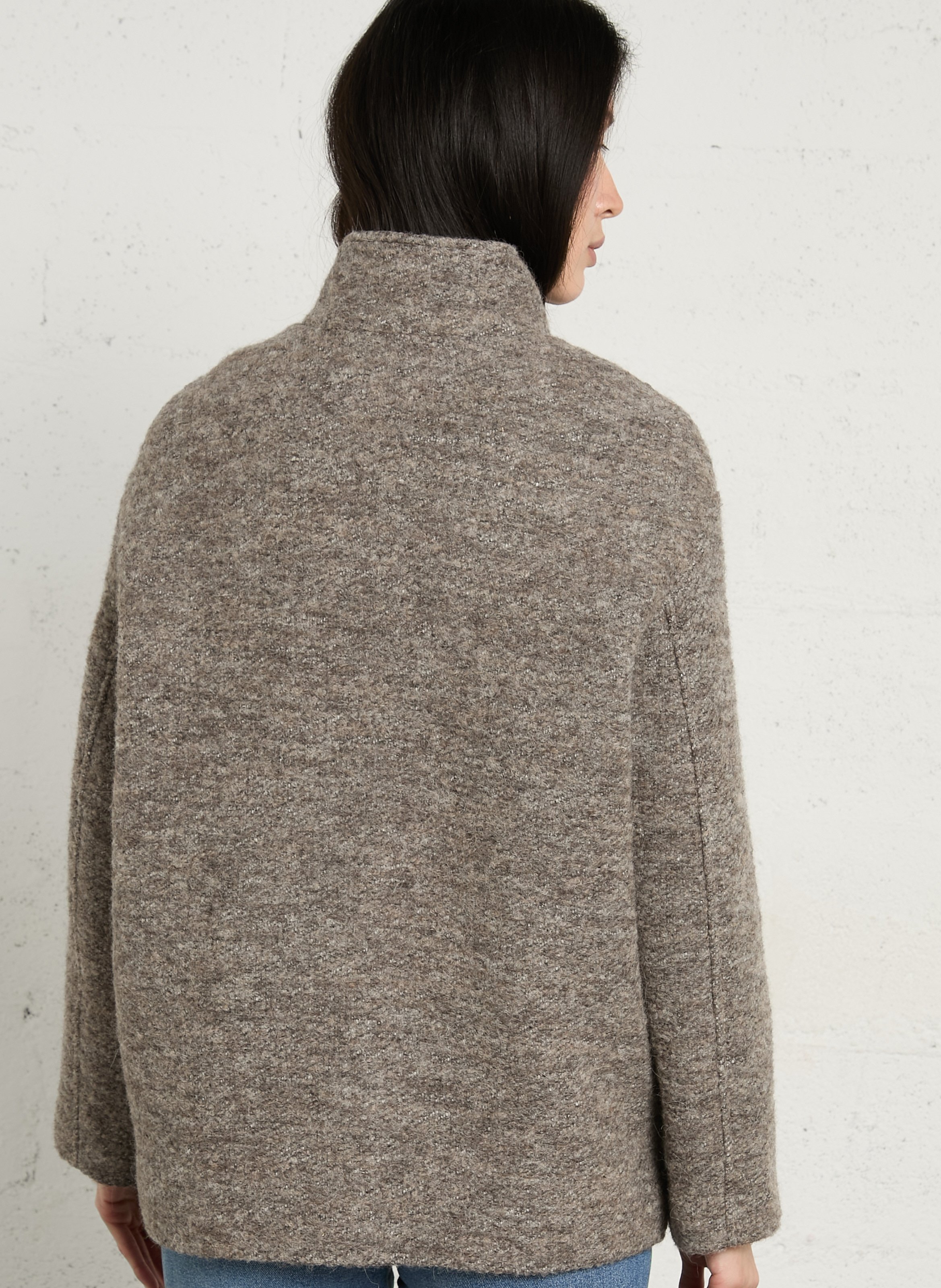 High-neck wool-blend jacket MAISON 123 Grey
