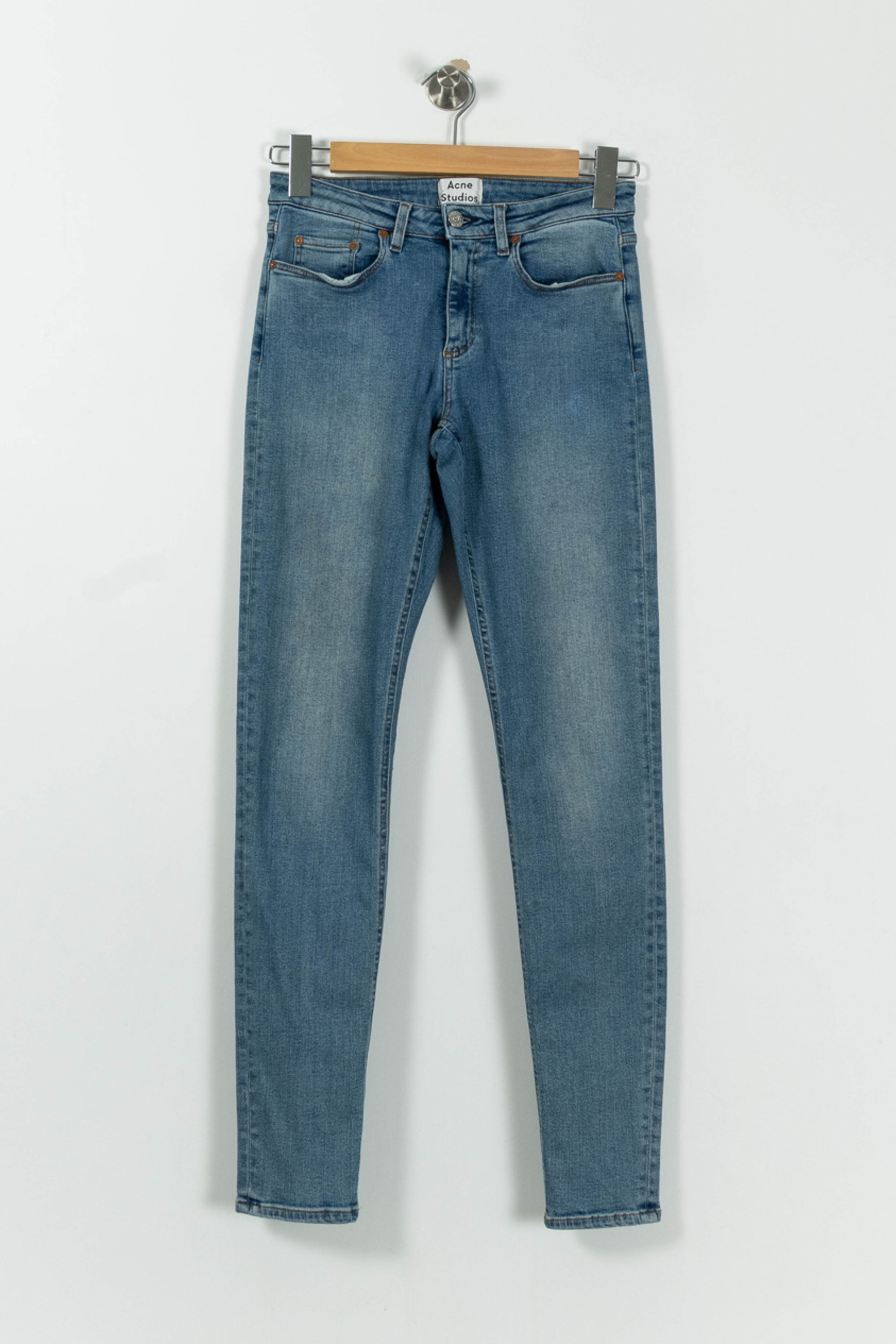 Cropped slim jeans with studs ACNE STUDIOS - Seconde Main Blue
