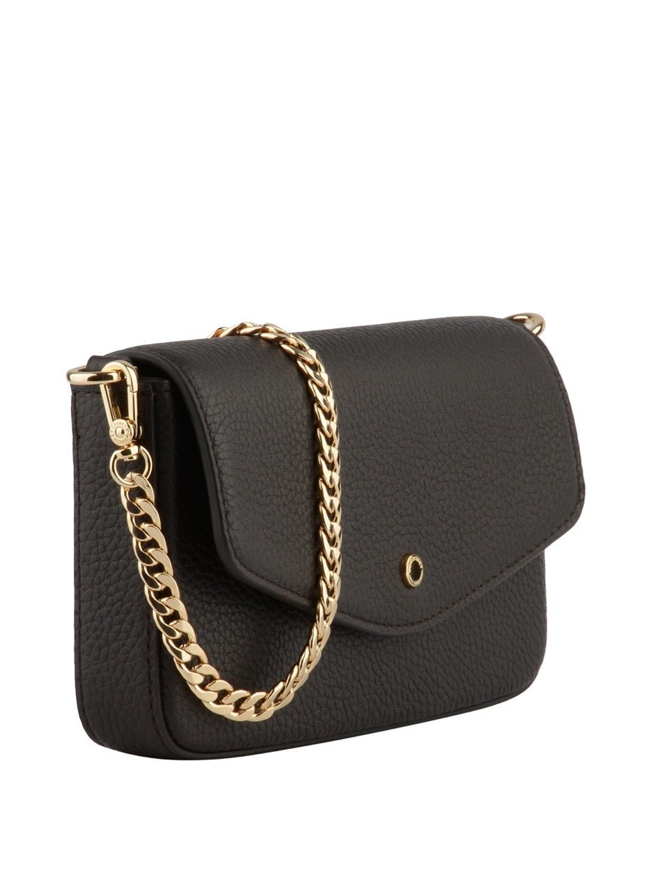 Calfskin leather shoulder bag POURCHET Brown