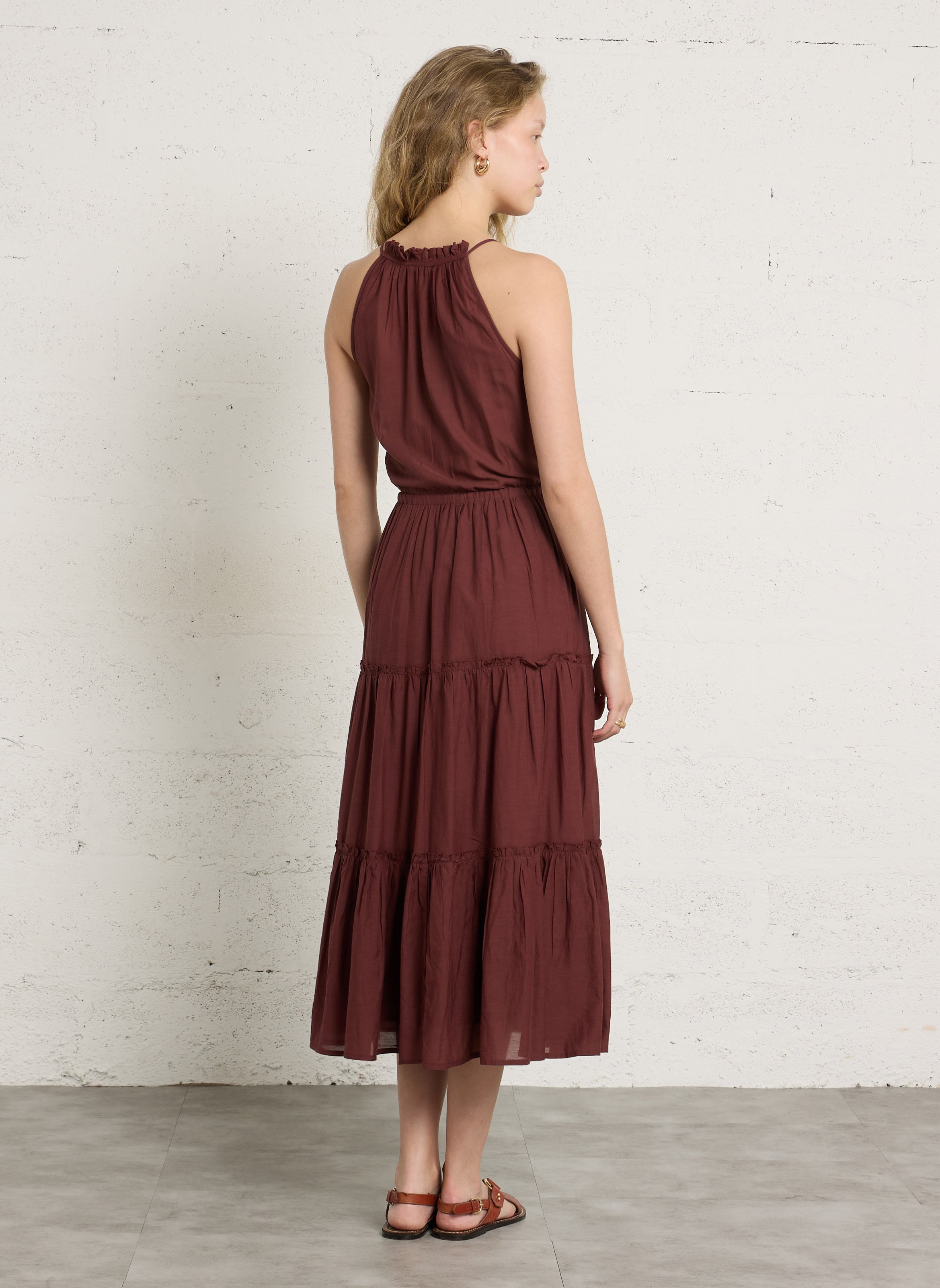 Robe longue à volants PETITE MENDIGOTE Marron