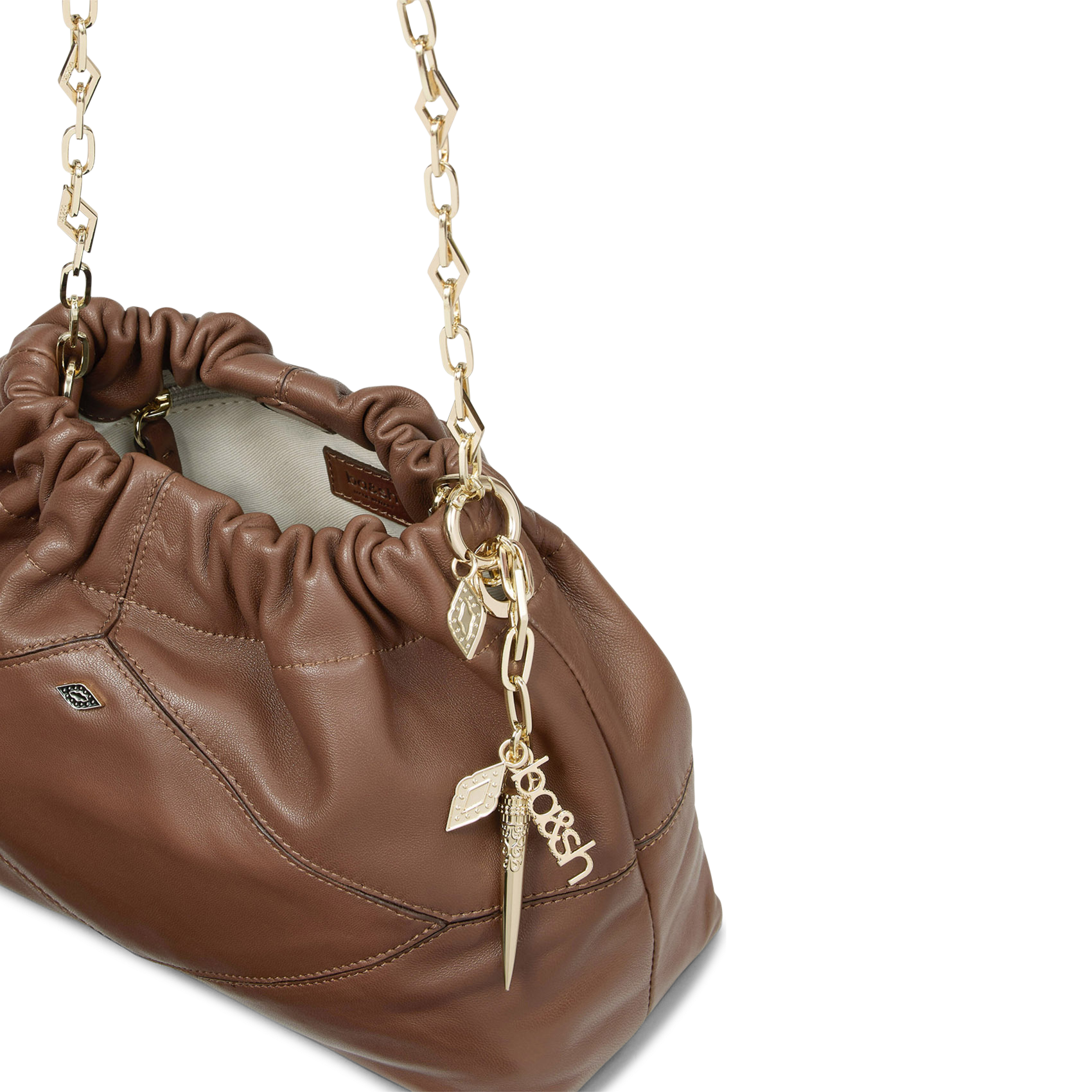 Effen leren schoudertas BA&SH Bruin