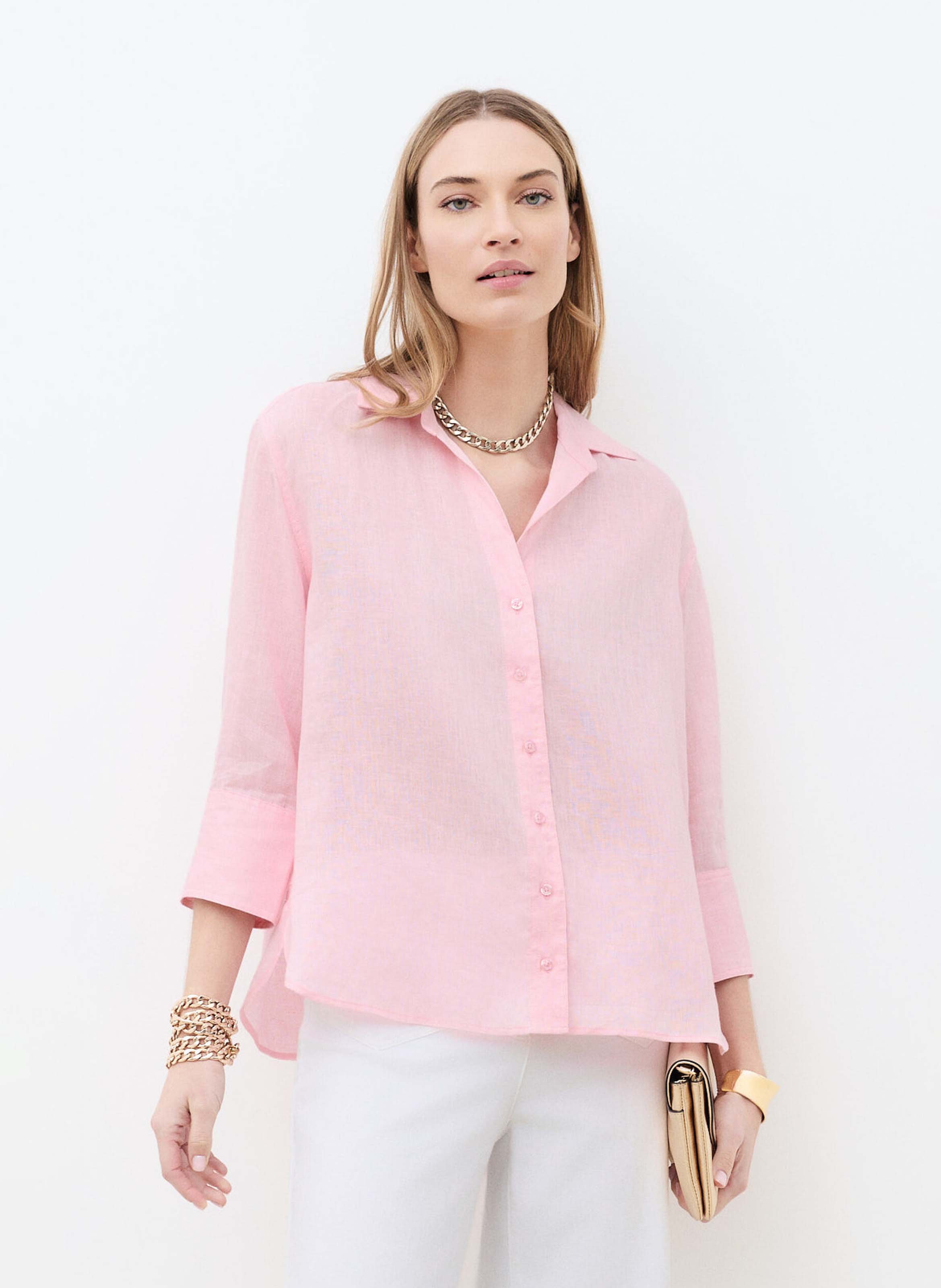 Gerade geschnittenes Leinenhemd mit klassischem Kragen CAROLL