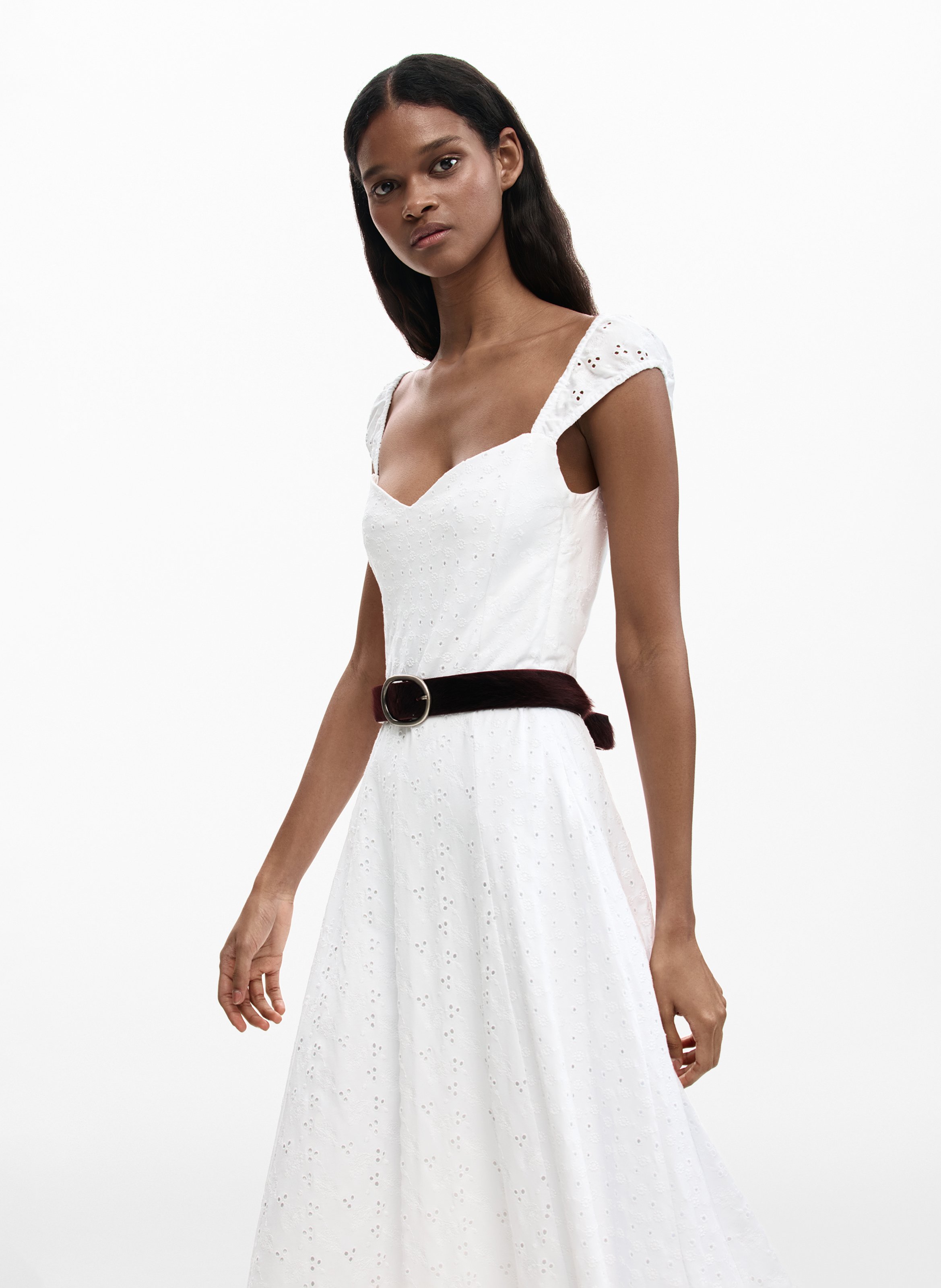 Fitted cotton midi dress DESIGUAL White