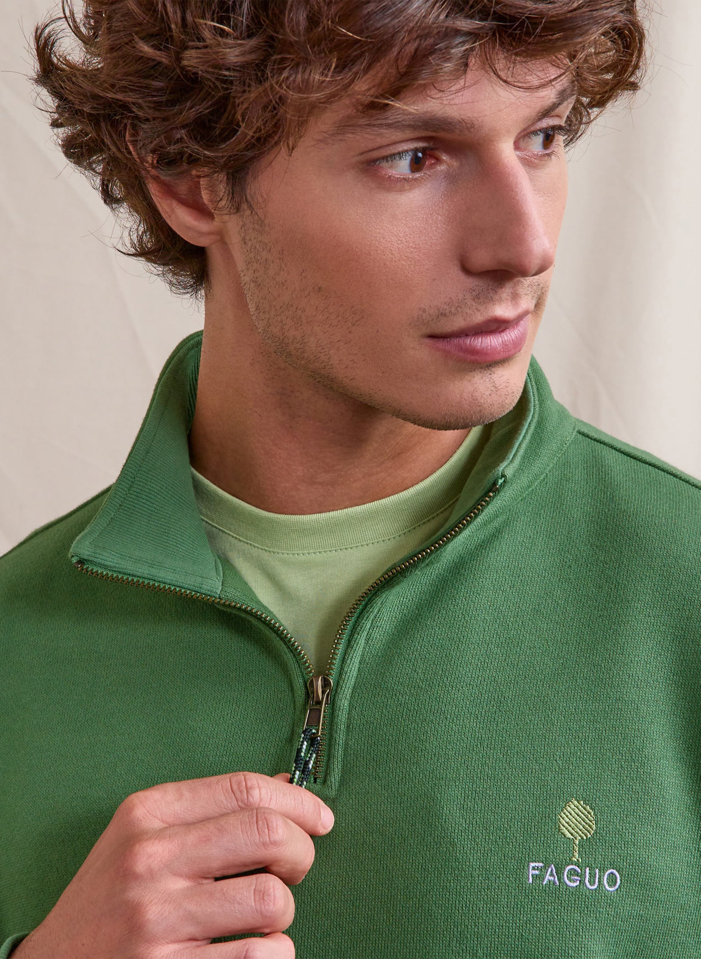 Oversized high-neck sweatshirt in organic cotton FAGUO Blue