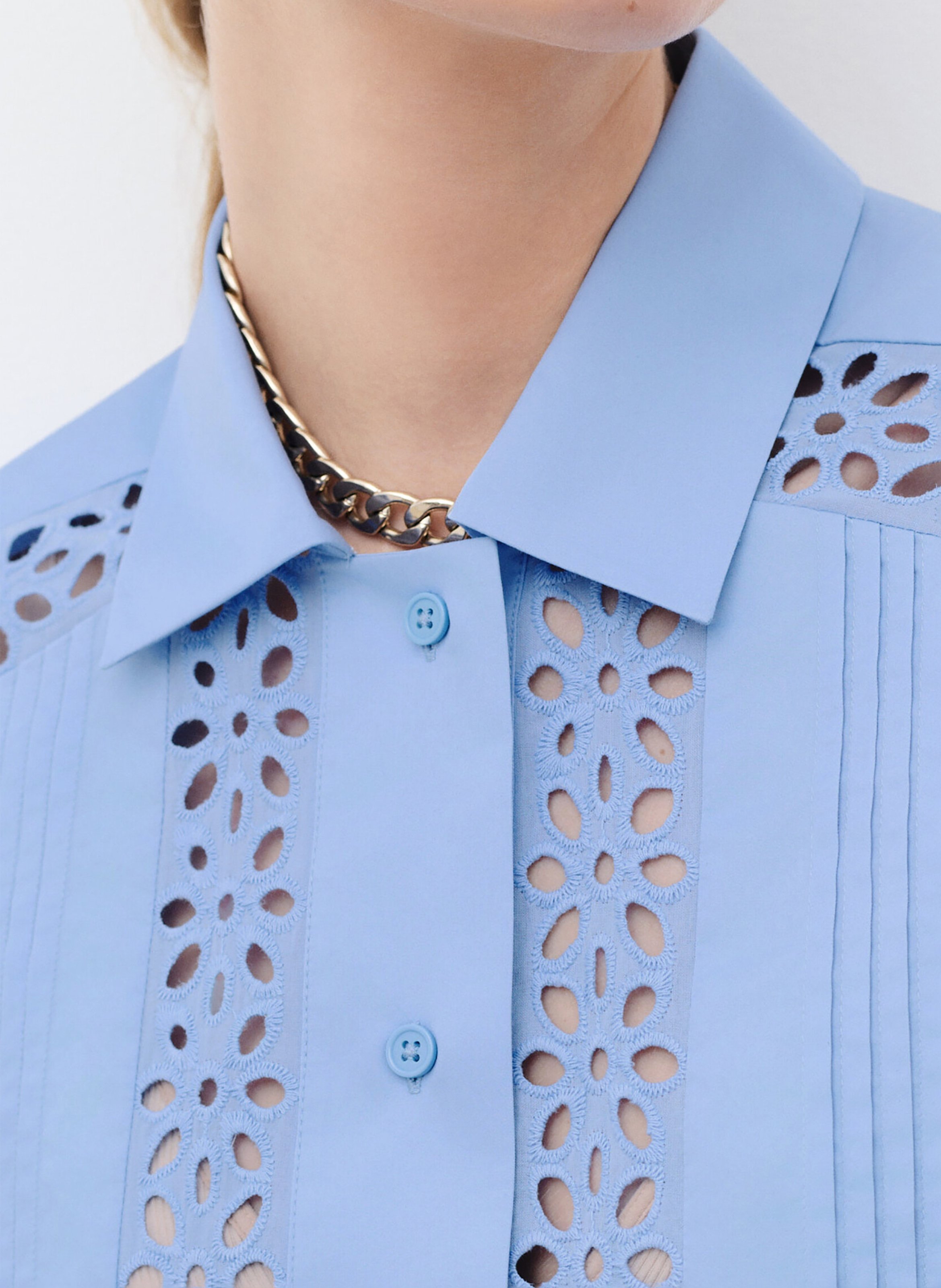 Chemise col classique en coton CAROLL Bleu