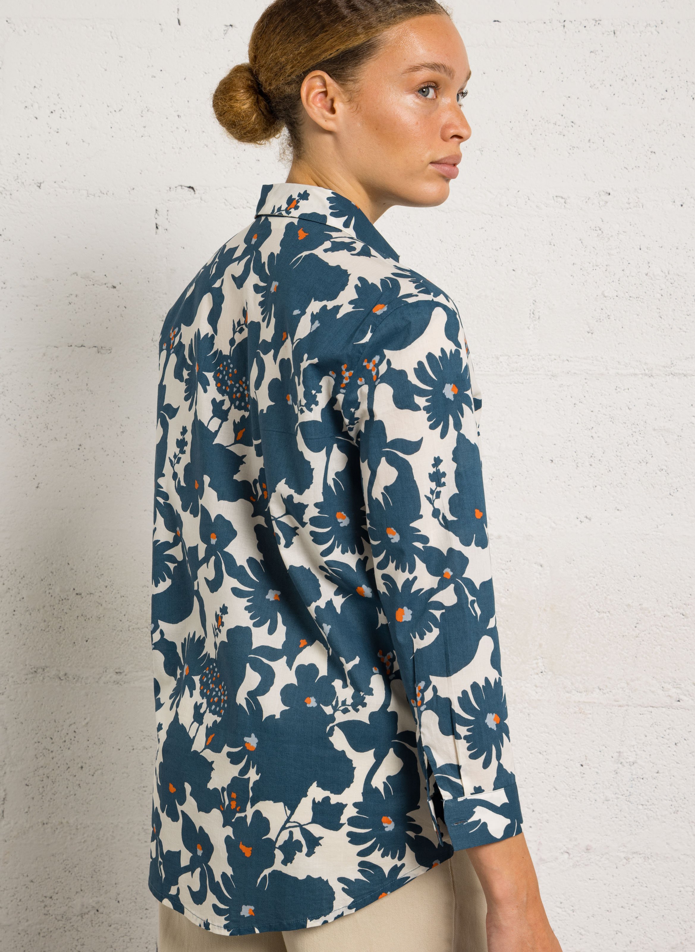 Floral printed cotton shirt NICE THINGS Beige