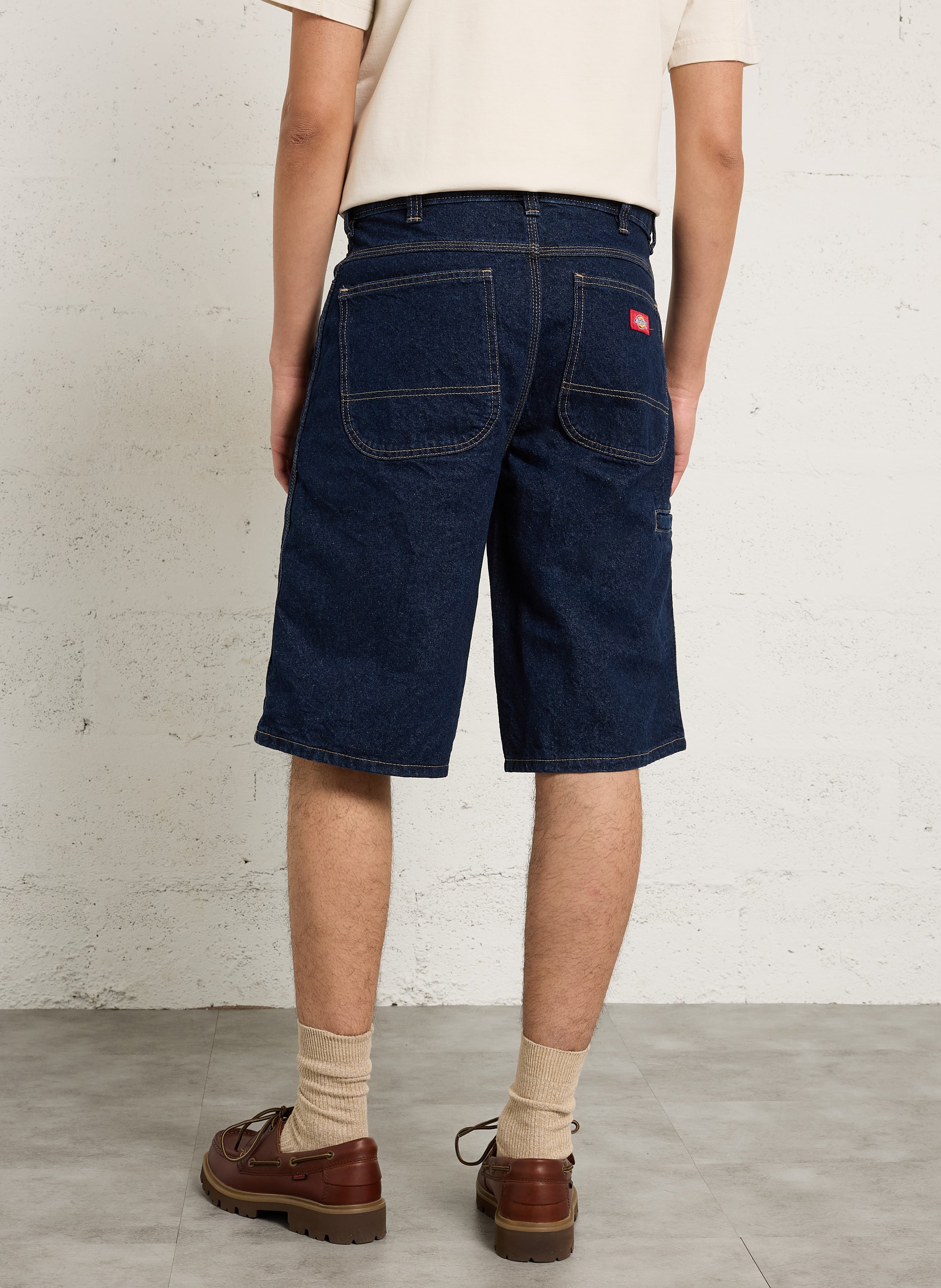 Gerade geschnittene High-Waist-Jeanshose in Raw-Denim DICKIES Blau