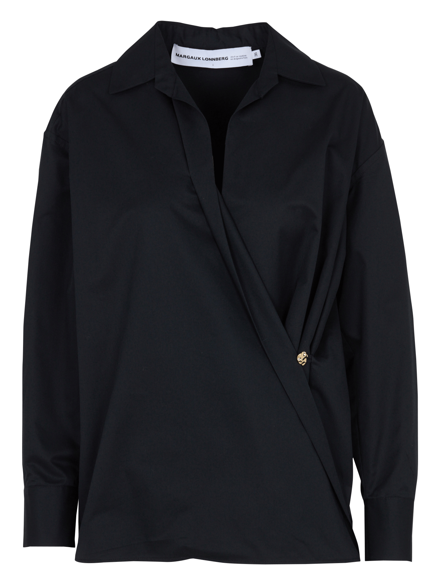 Chemise croisée asymétrique unie | Noir MARGAUX LONNBERG Femme