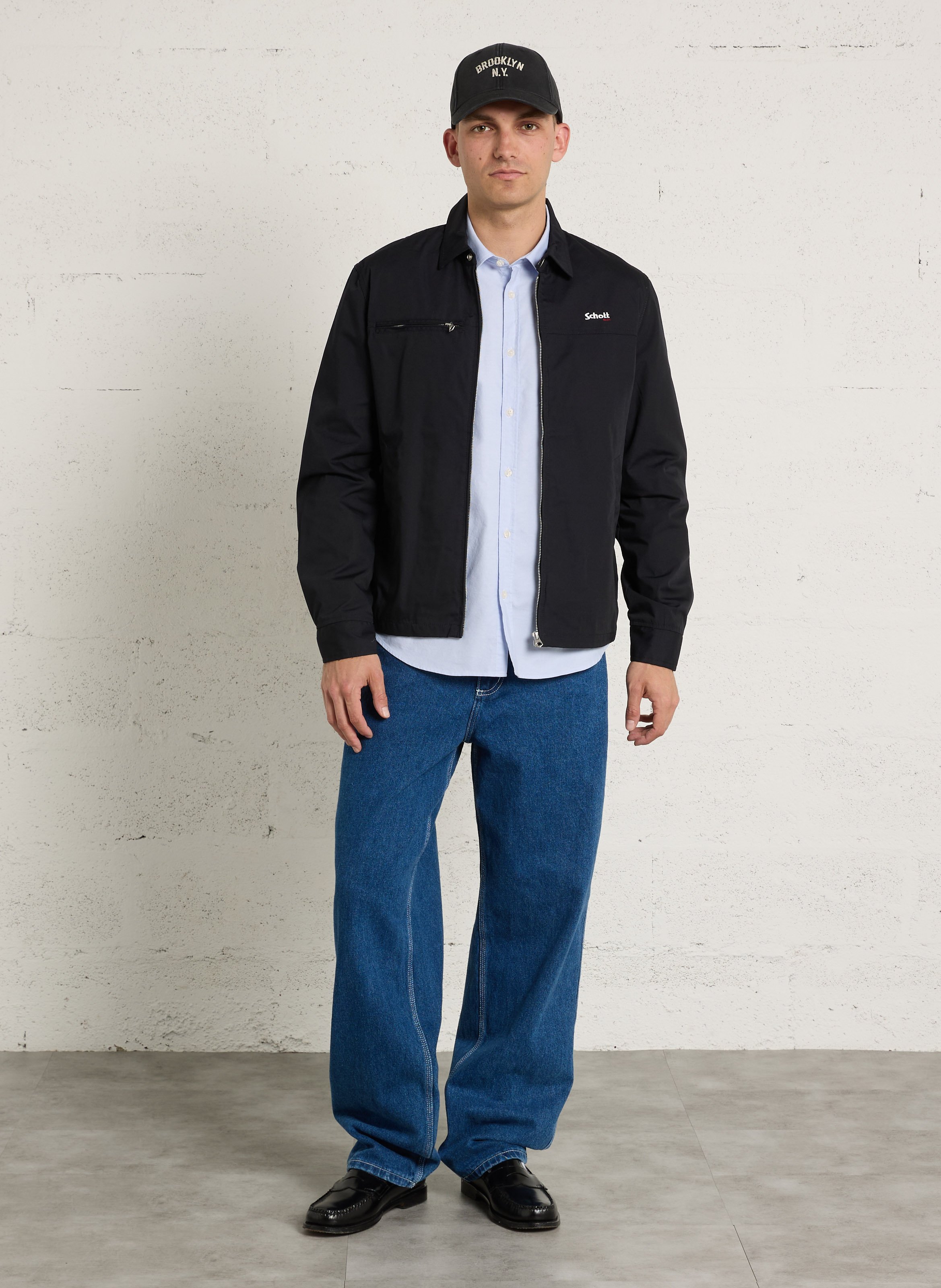 Veste droite zippée à poches SCHOTT Bleu