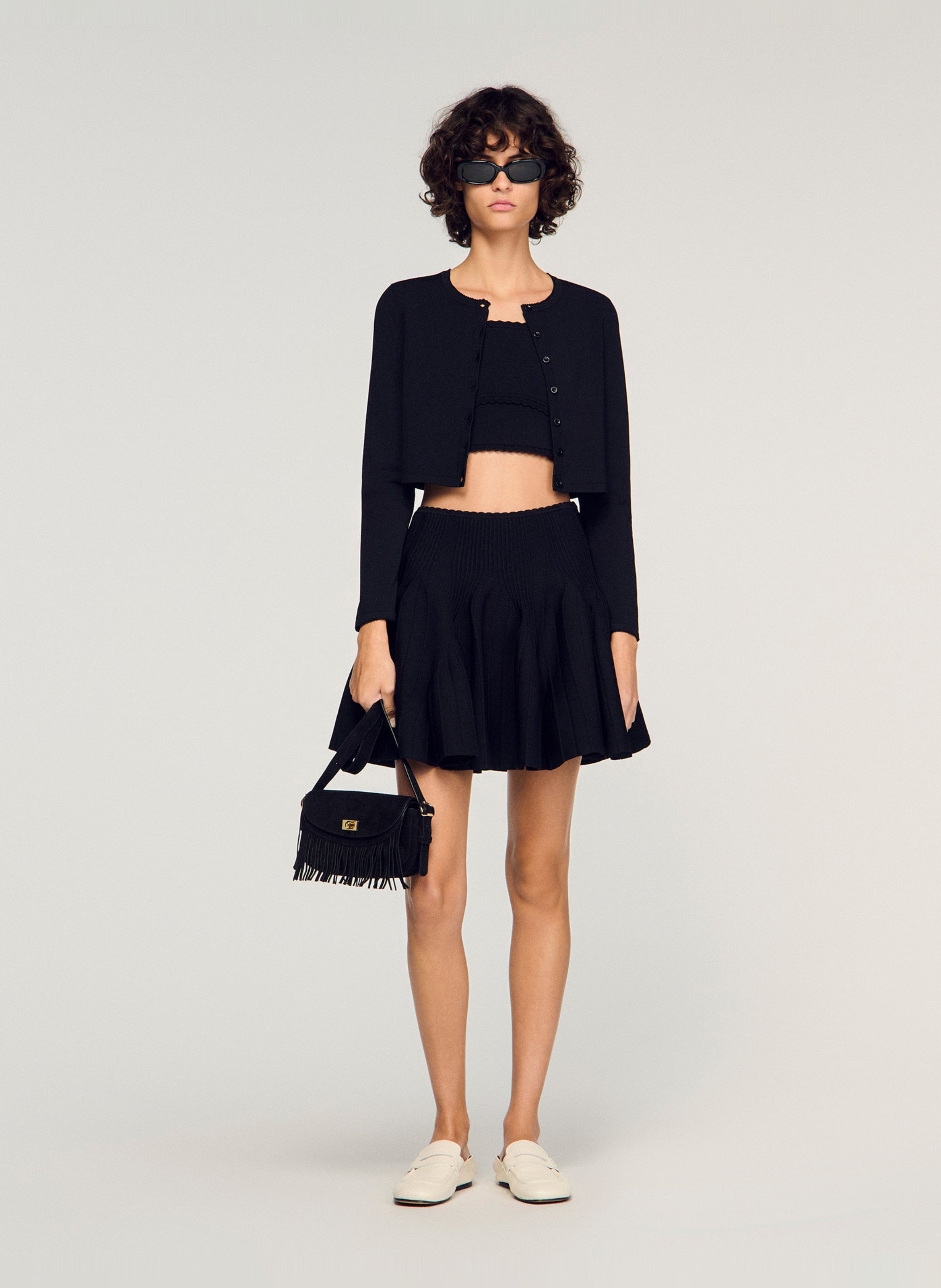 Dori leather shoulder bag SANDRO Black