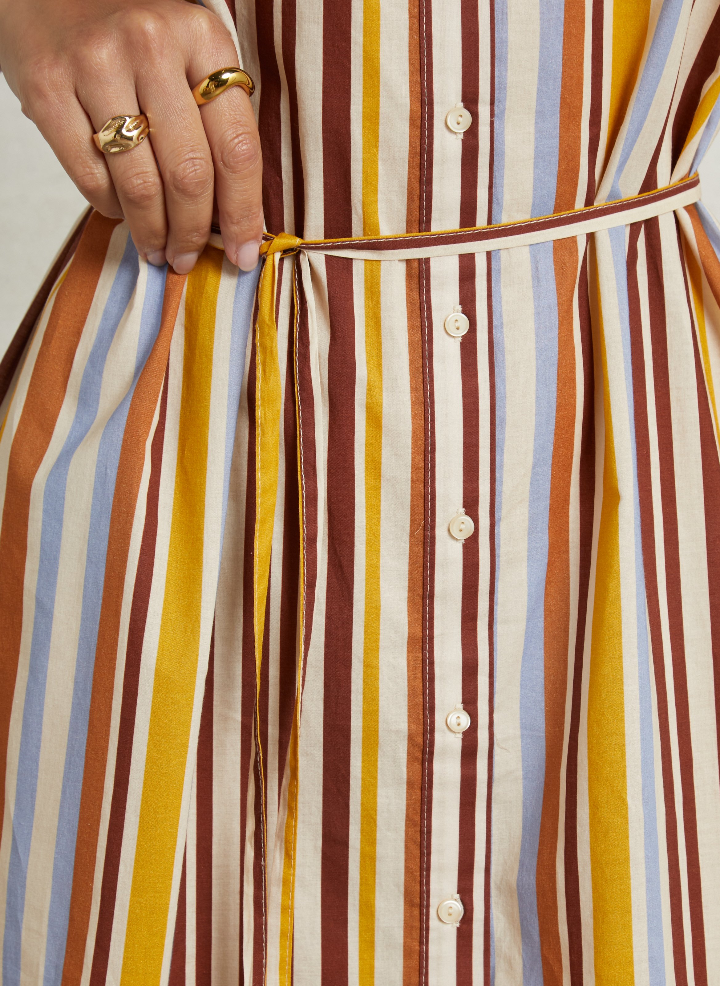 Robe courte rayée en coton SUD EXPRESS Marron
