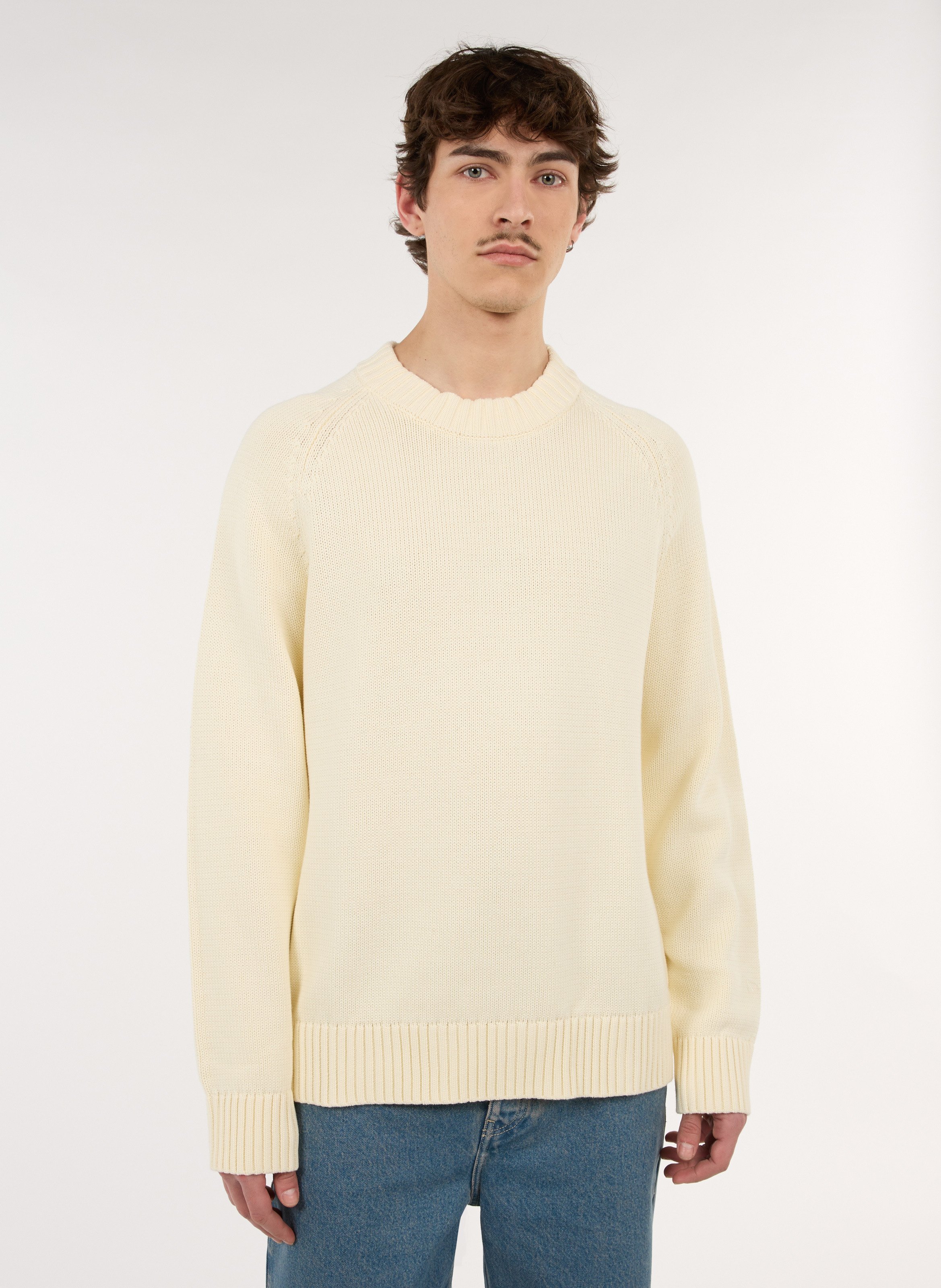 Rechte, katoenen trui met ronde hals SAISON 1865 Beige
