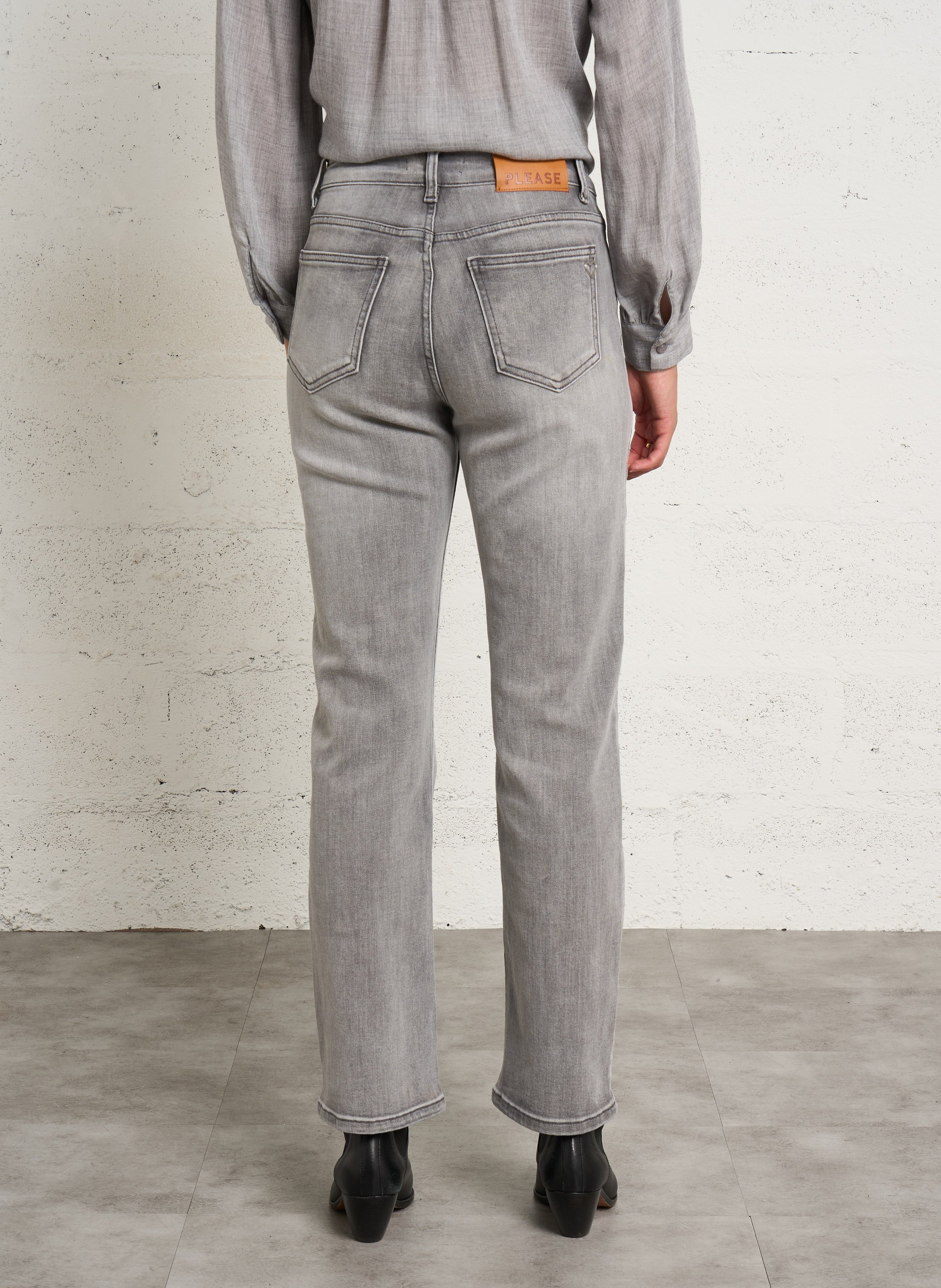 High-rise straight jeans PLEASE Grey