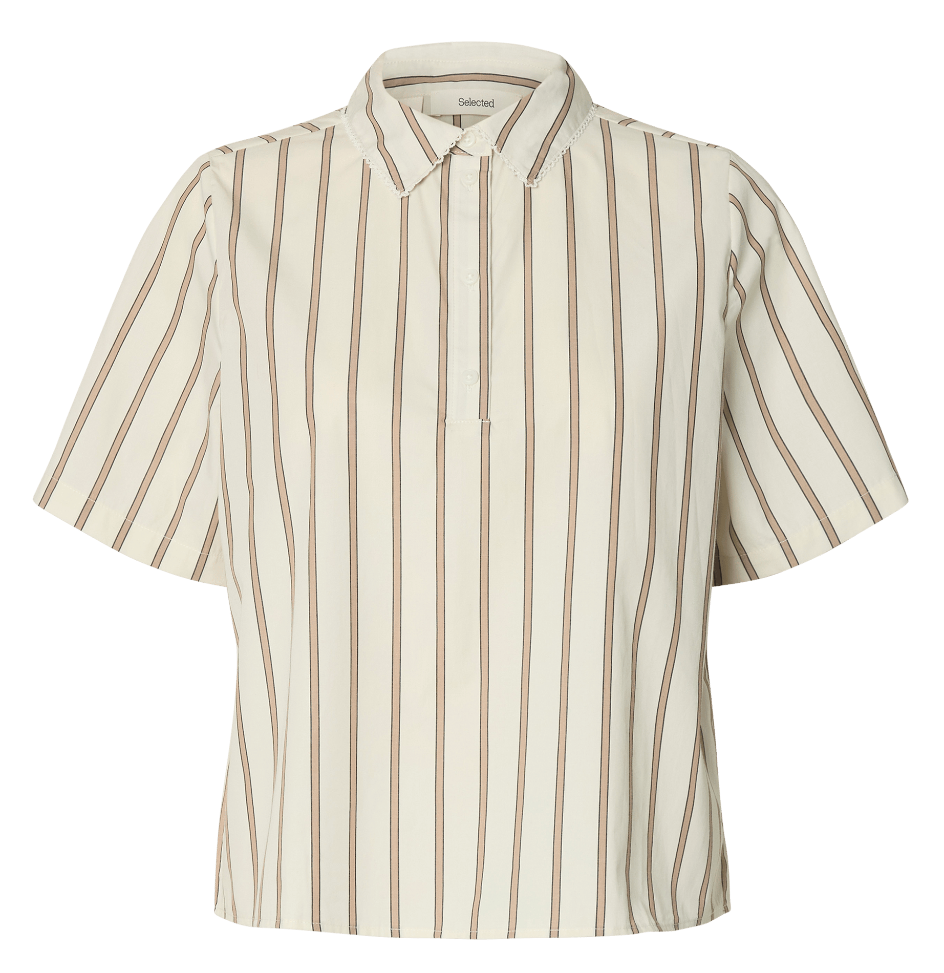 Chemise droite à rayures en coton bio SELECTED Gris