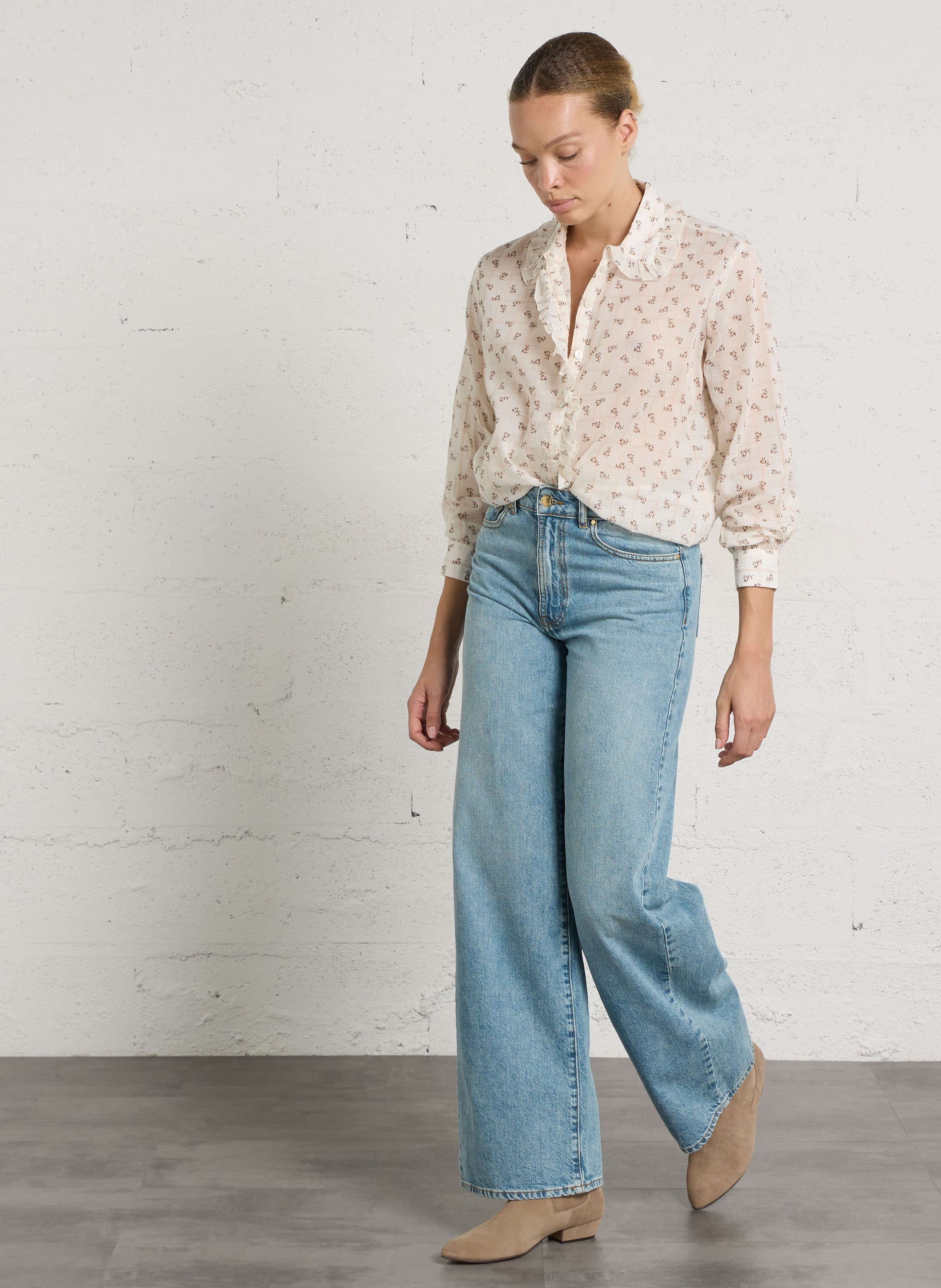 Katoenen blouse met klassieke kraag DES PETITS HAUTS Veelkleurig