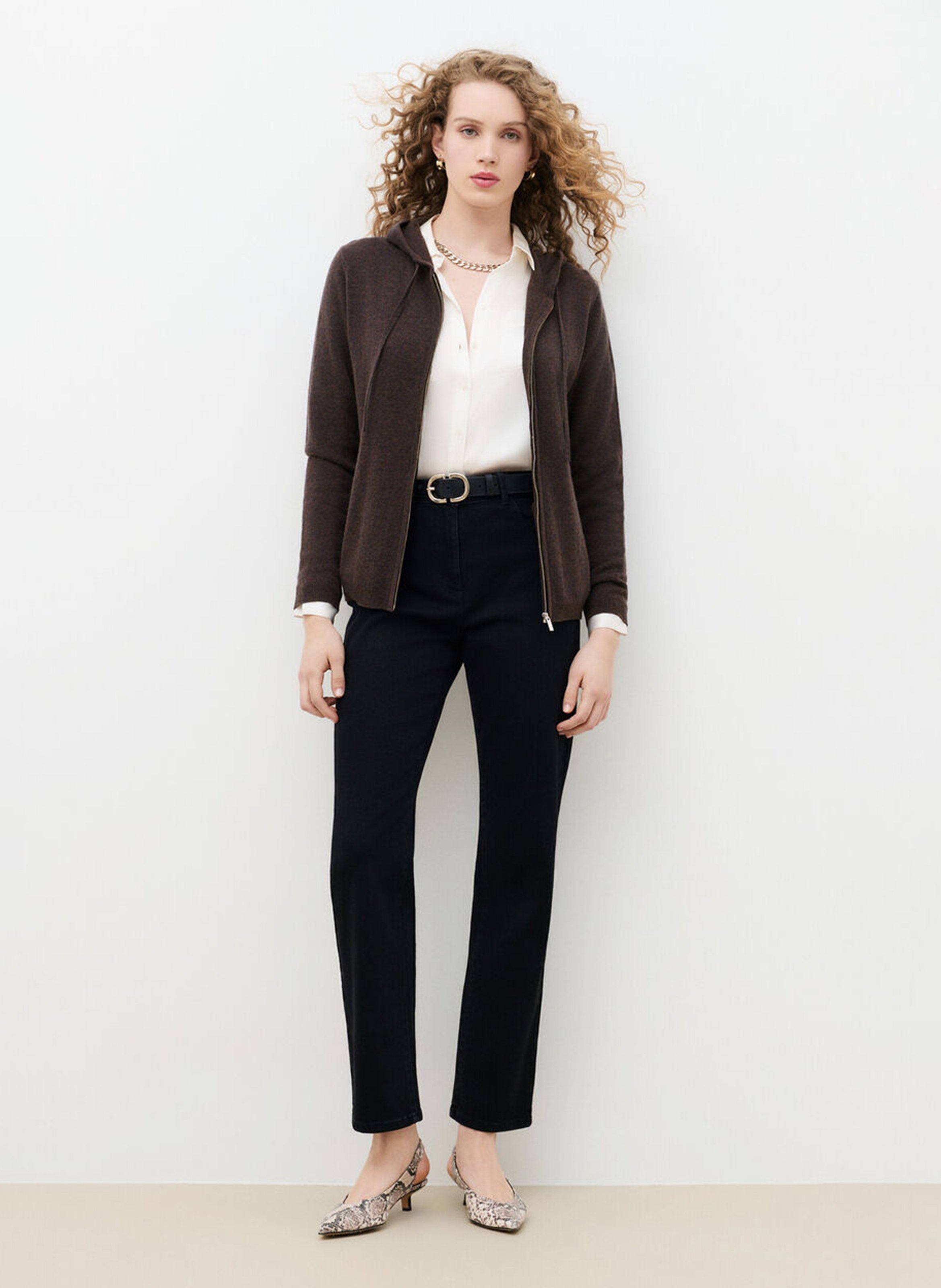 Sweat à capuche en laine et en cachemire mélangés | Marron CAROLL Femme