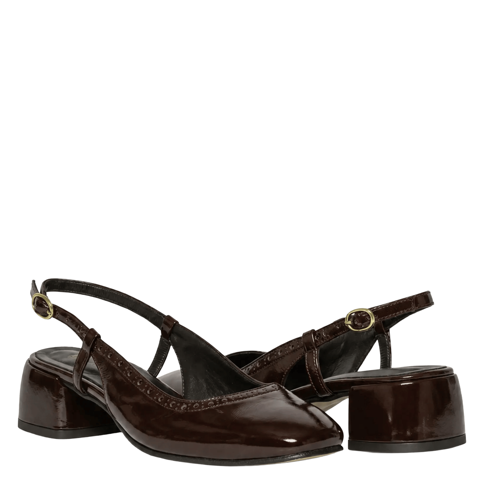Slingback-Pumps aus einfarbigem Leder | Braun BOCAGE Damen