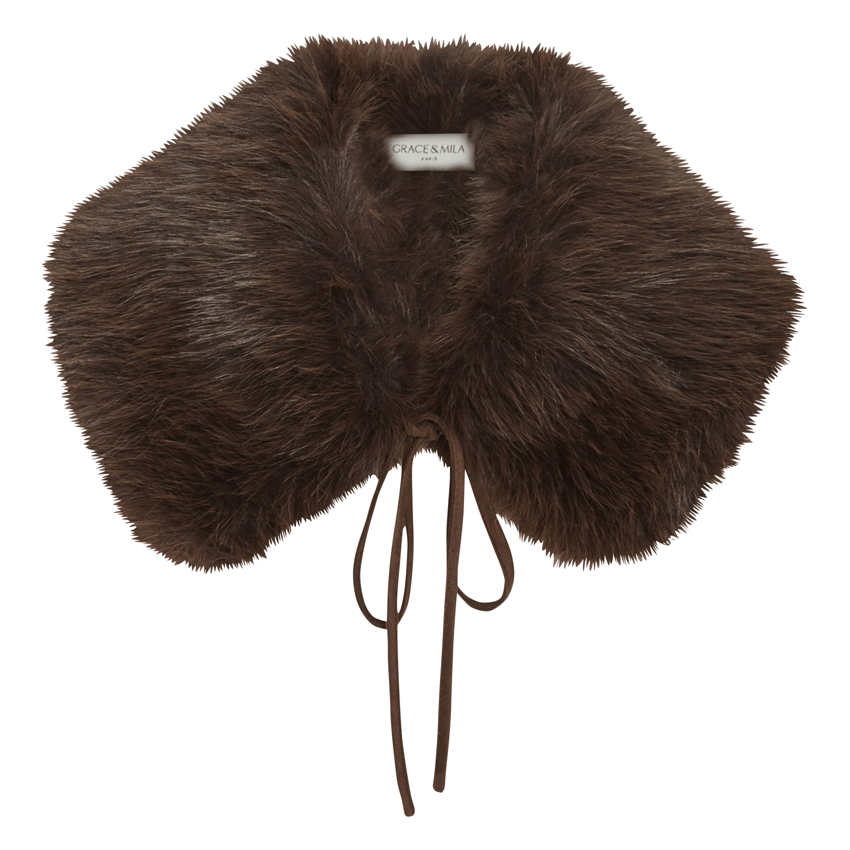 Removable faux fur-effect collar GRACE ET MILA Brown
