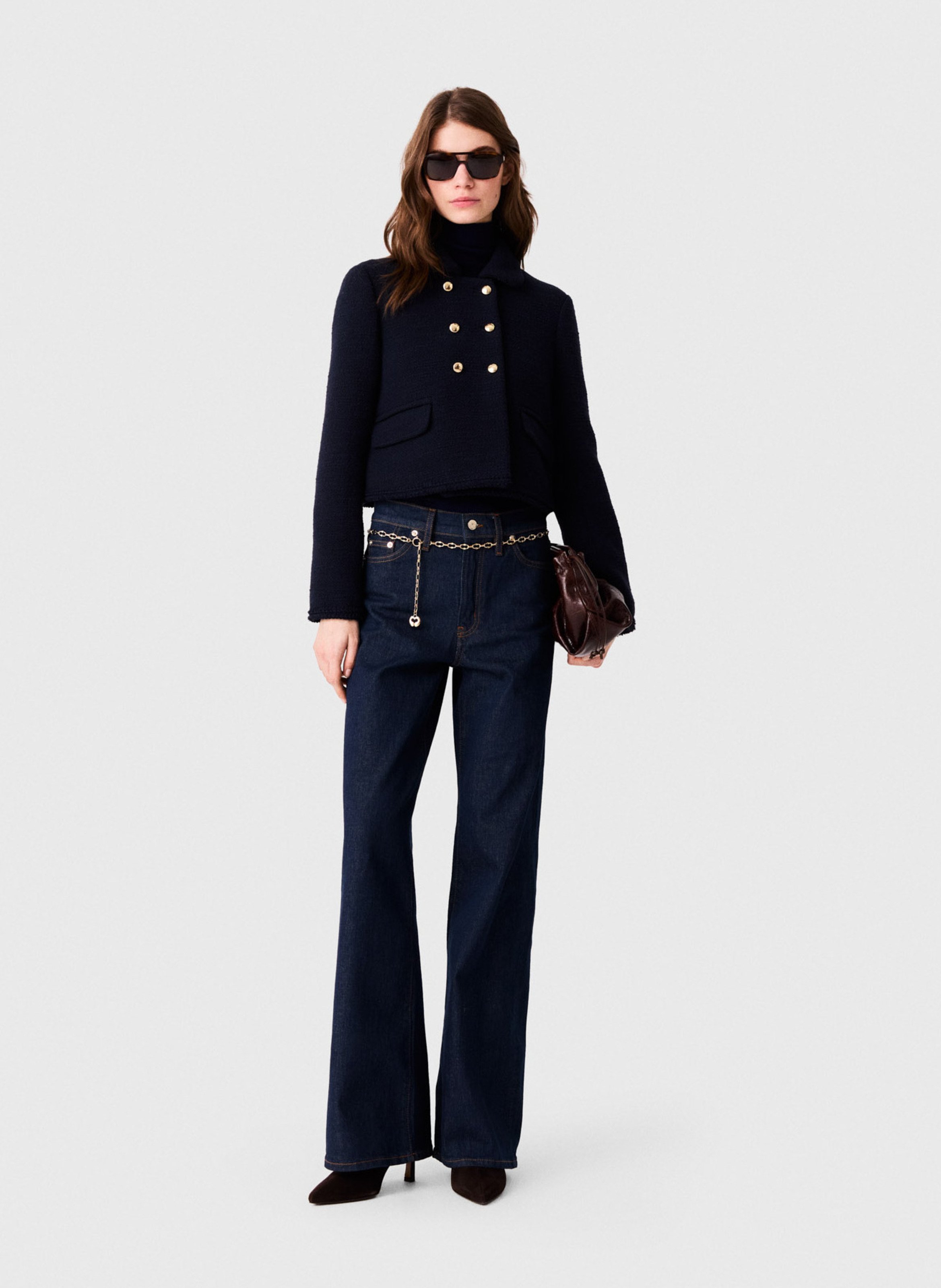 Fitted jacket with classic collar MAJE Blue