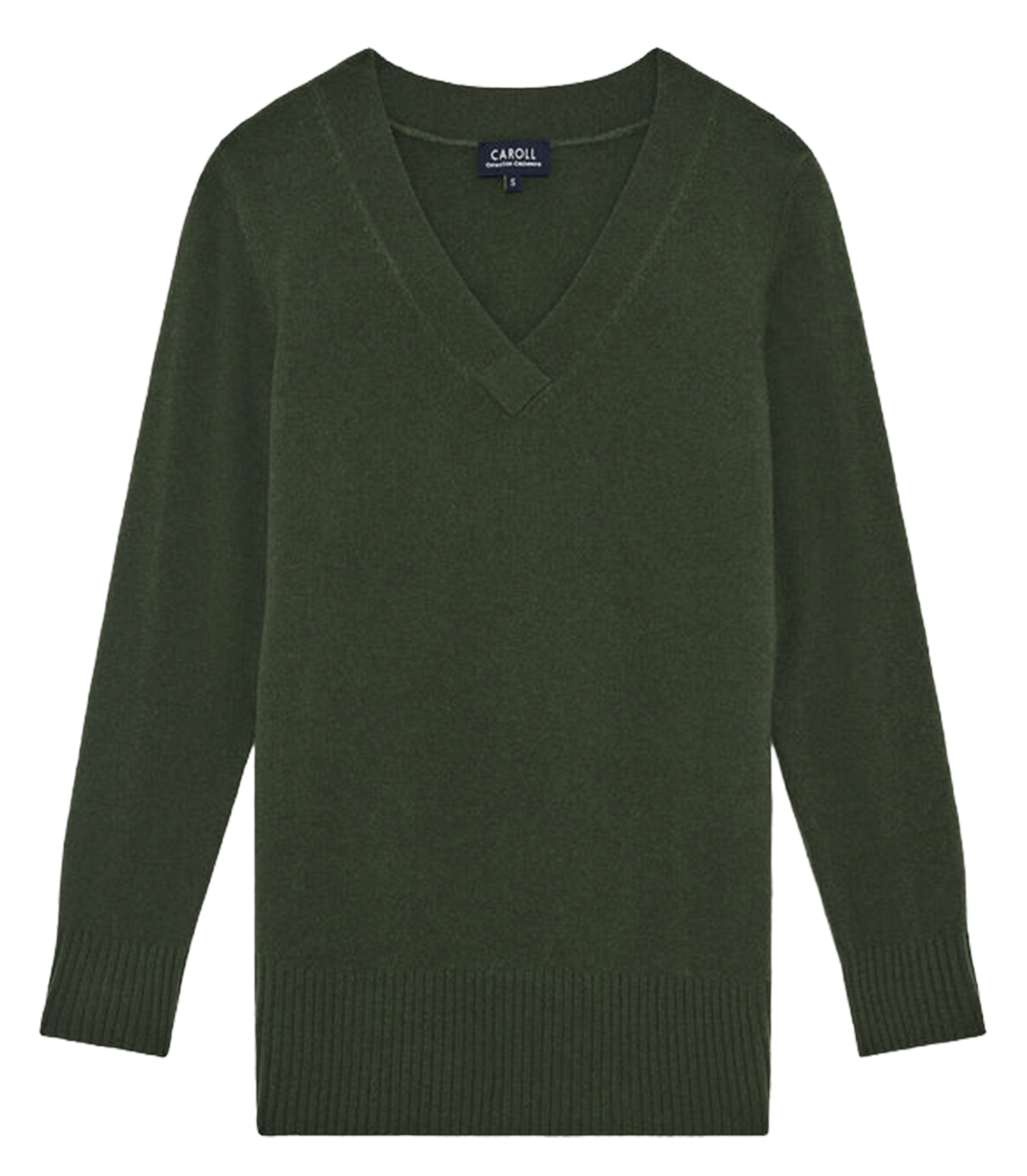 Pull col V en cachemire  CAROLL Vert