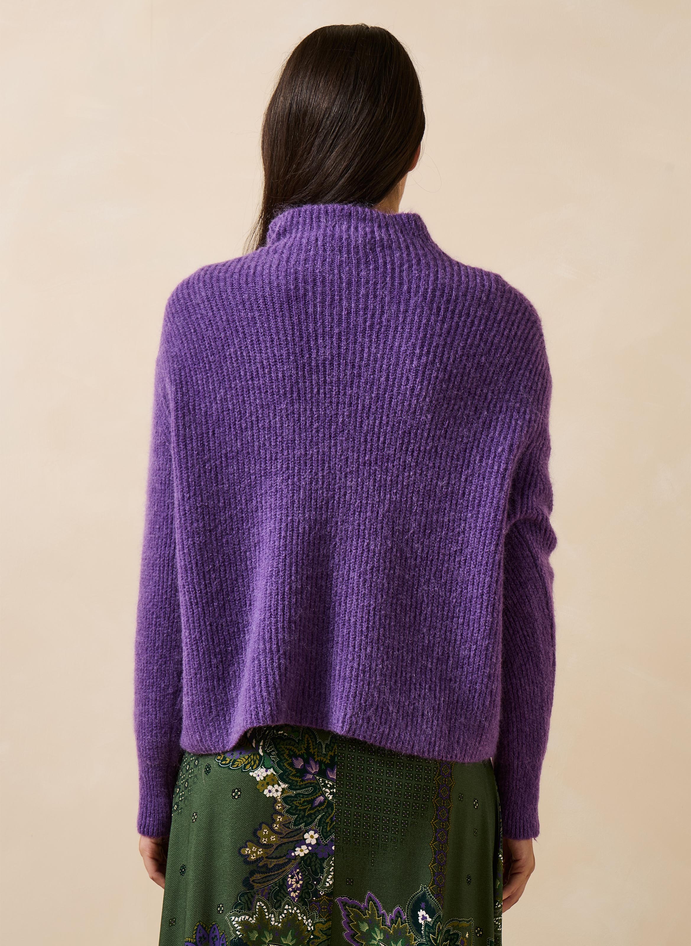 Pull ample col montant LA FEE MARABOUTEE Violet