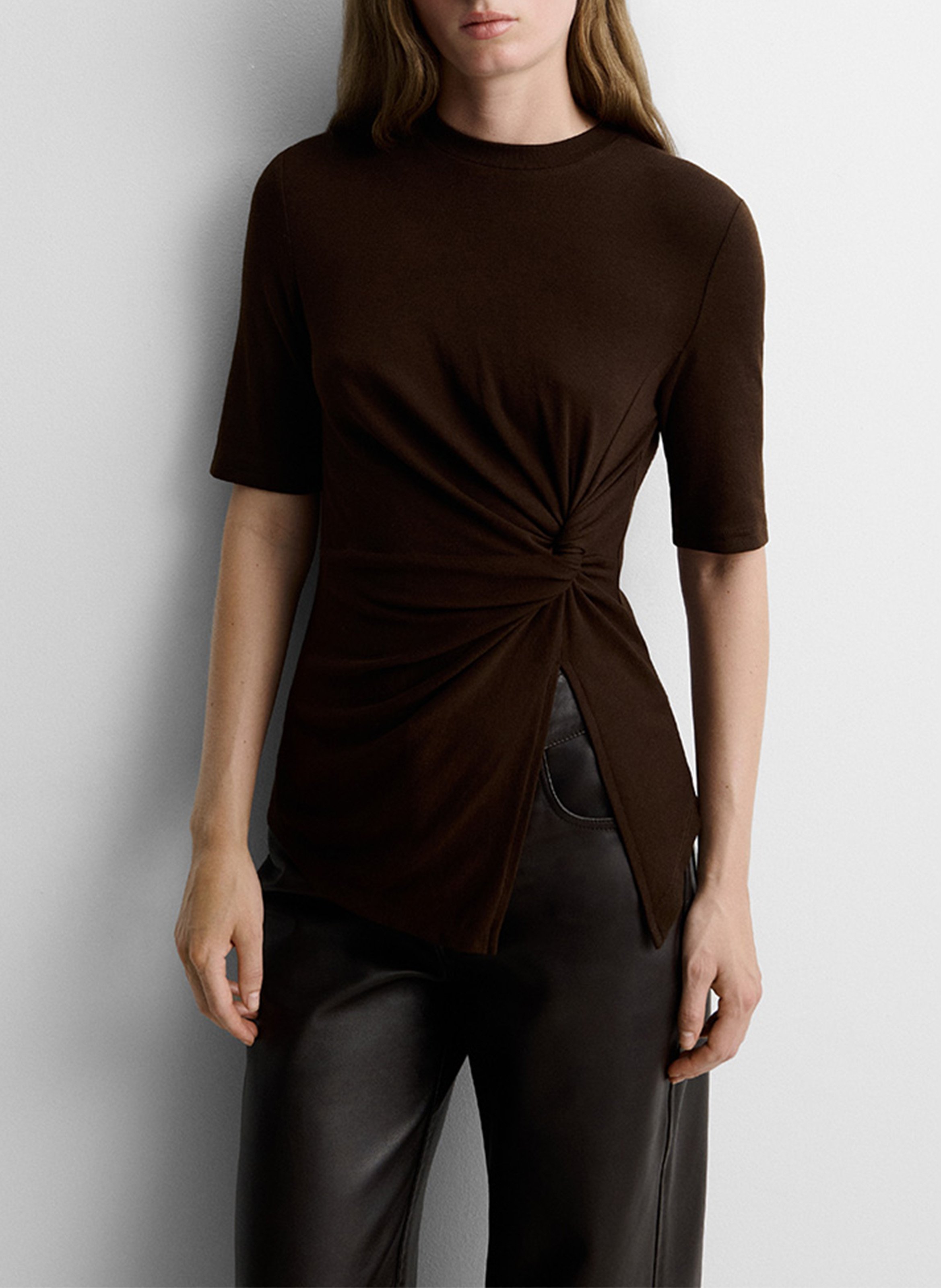 Fitted crew-neck T-shirt SIMORRA Brown