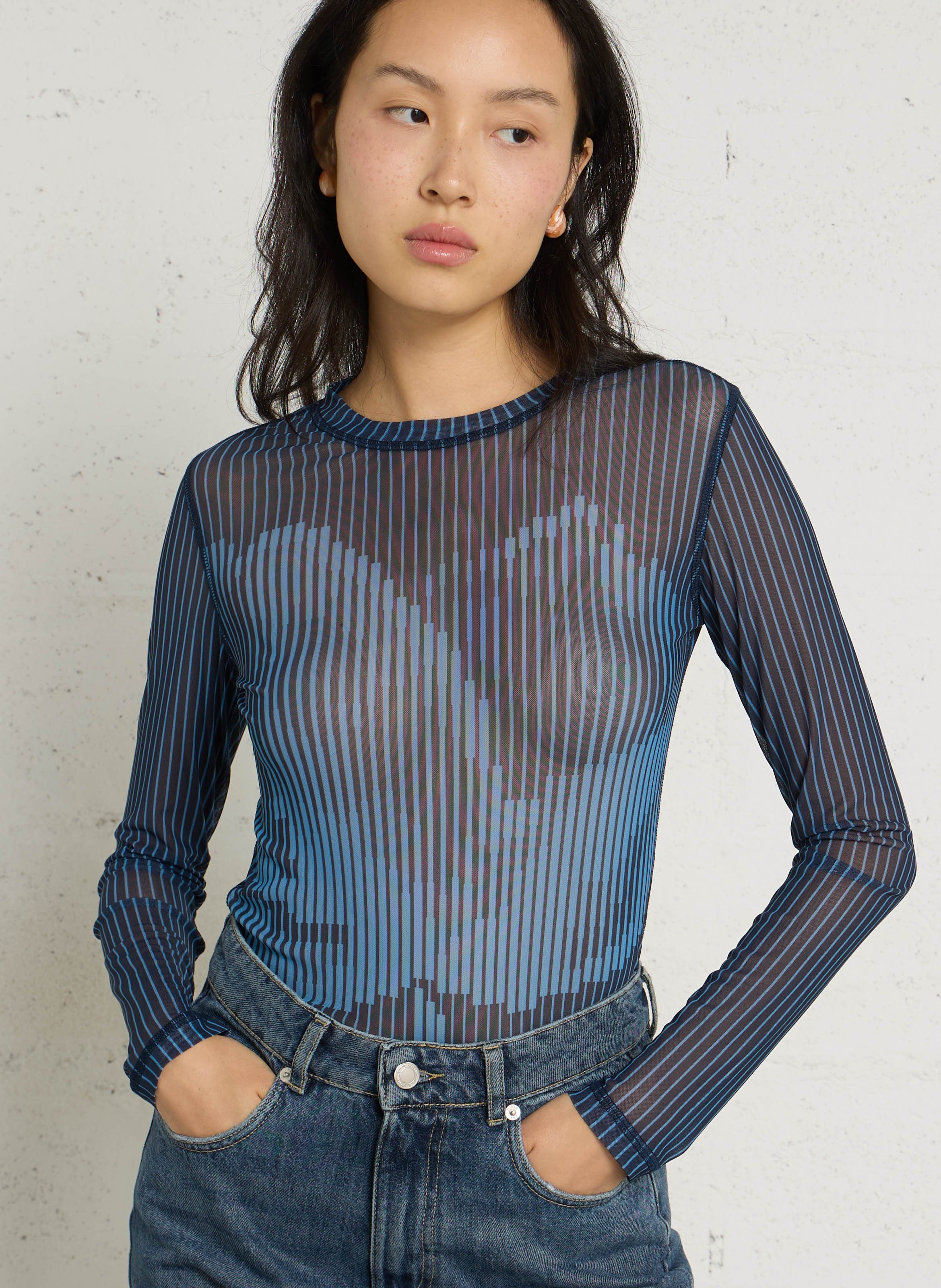 Long-sleeve sheer top THINKING MU Blue