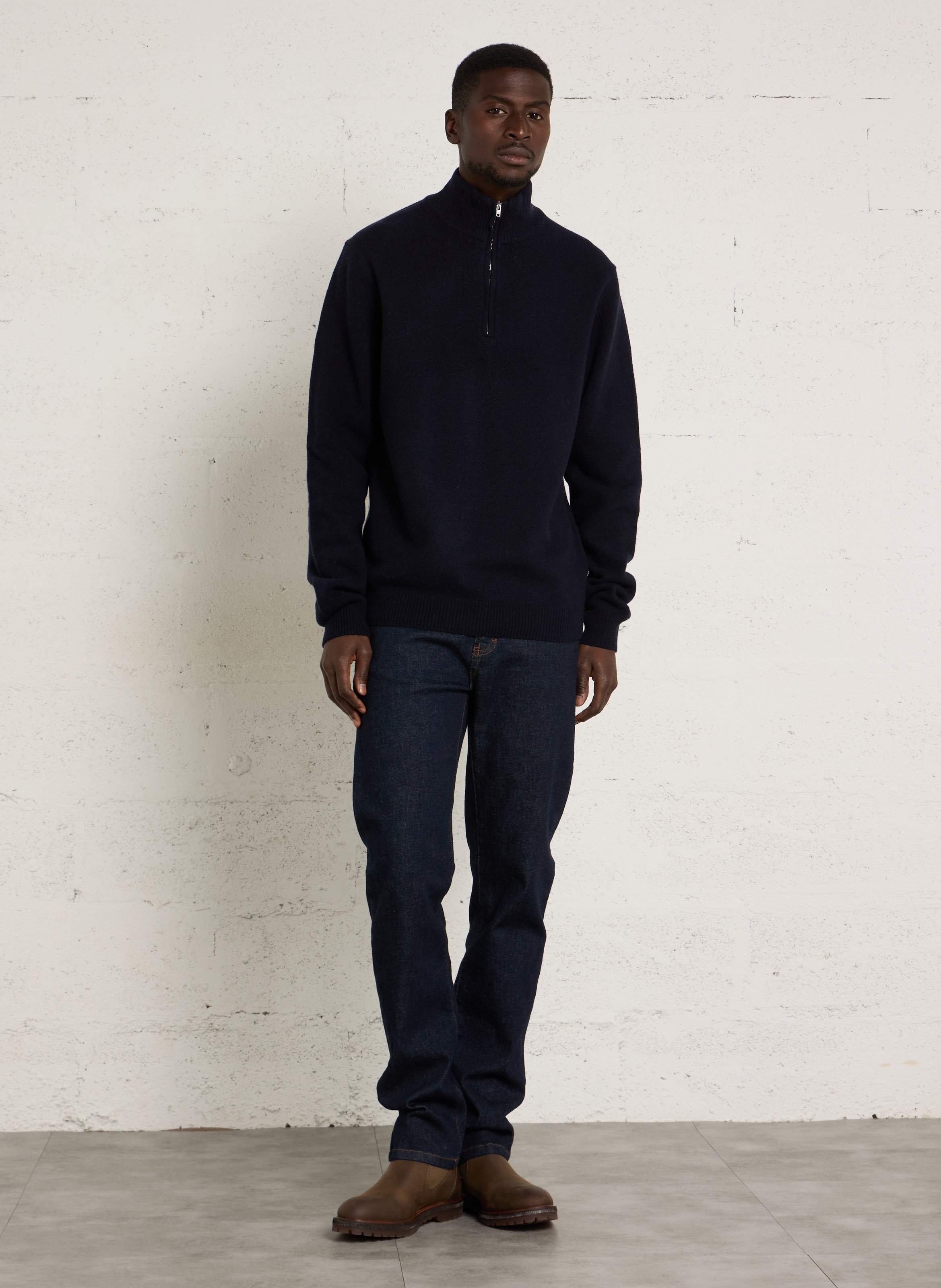Straight wool-blend high-neck sweater CASUAL FRIDAY Blue