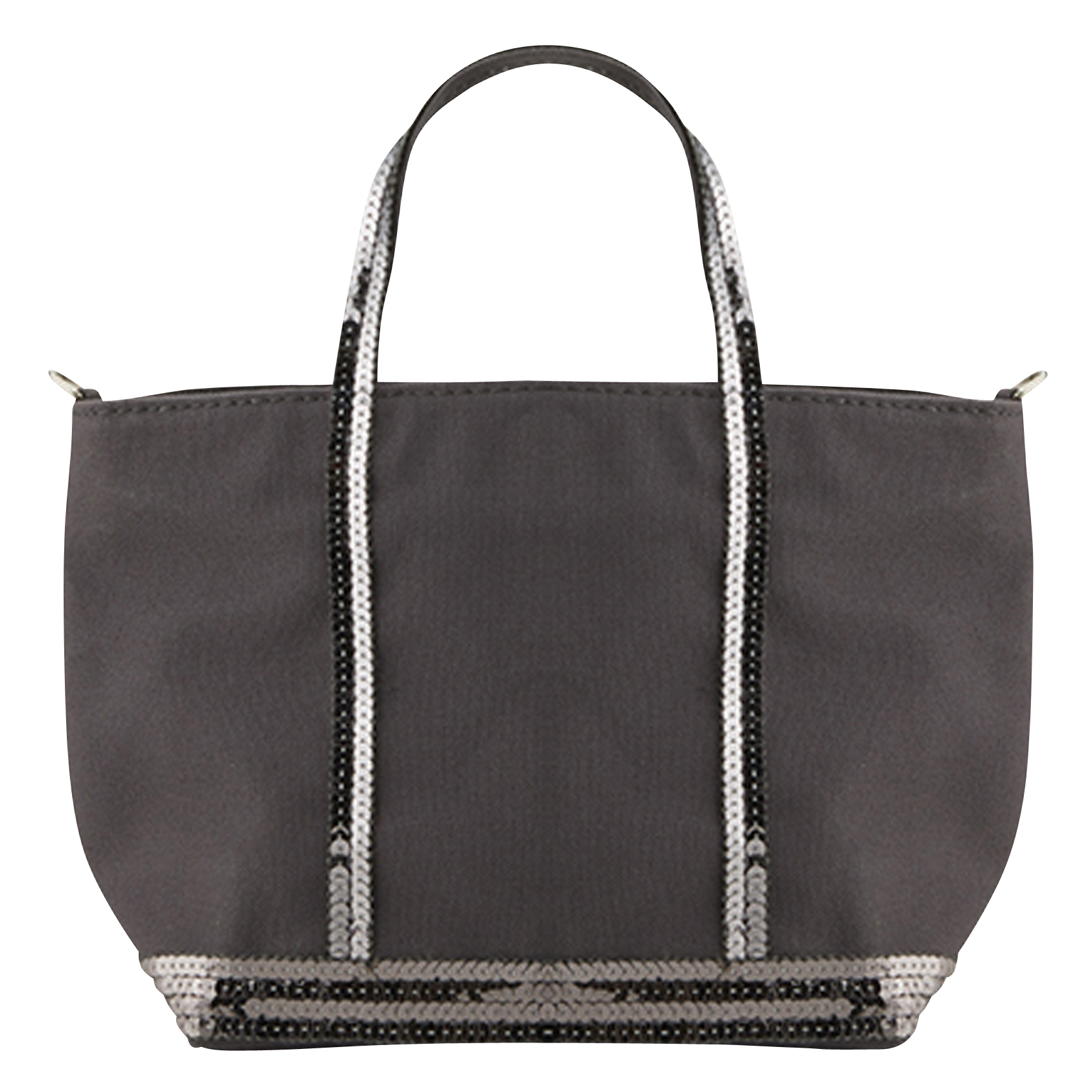 Cotton canvas sequined mini tote bag VANESSA BRUNO Grey
