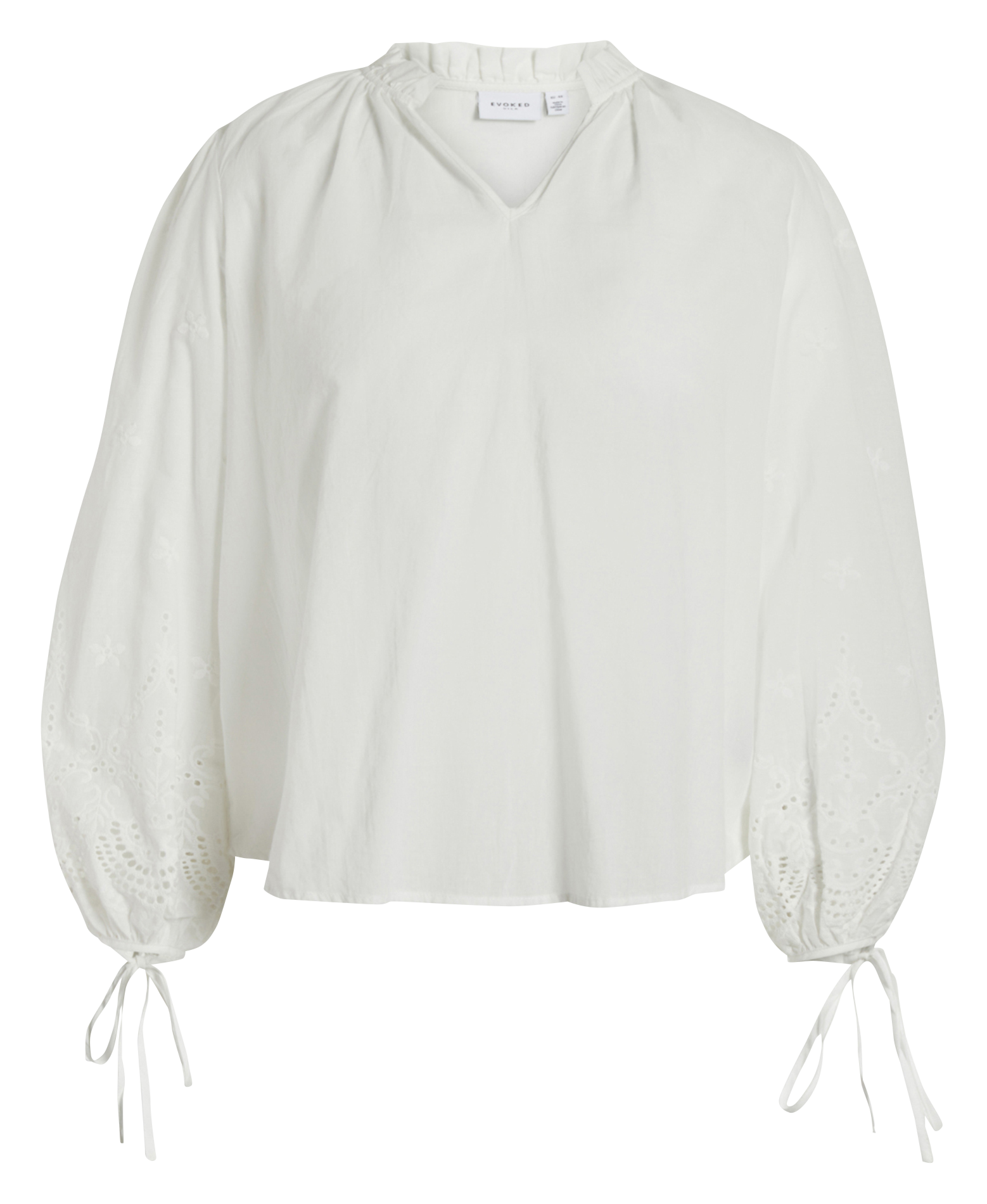 V-neck cotton blouse EVOKED White