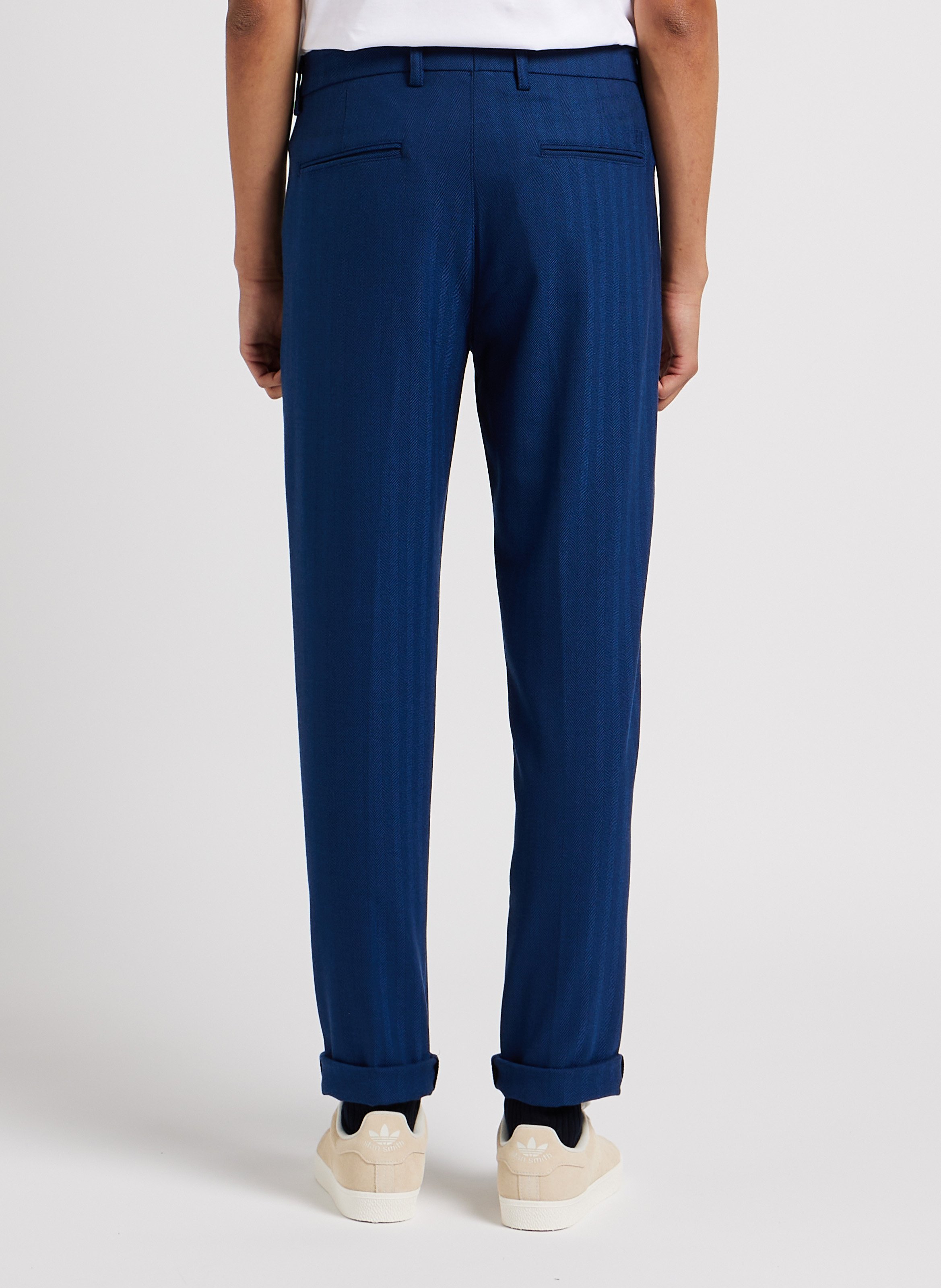 Rechte broek met visgraatmotief LES DEUX Blauw