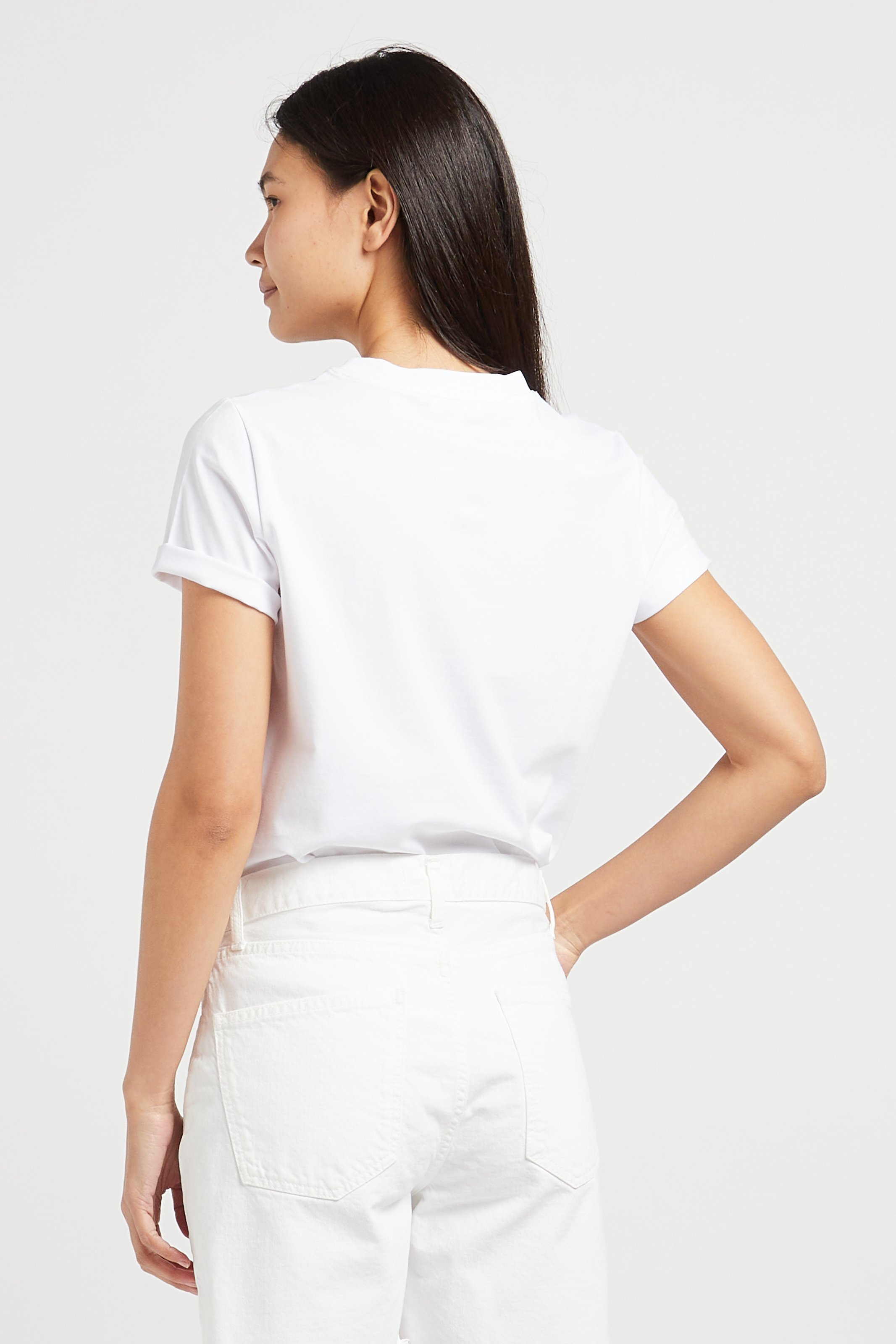 Straight cotton-blend round-neck T-shirt MAISON 123 White