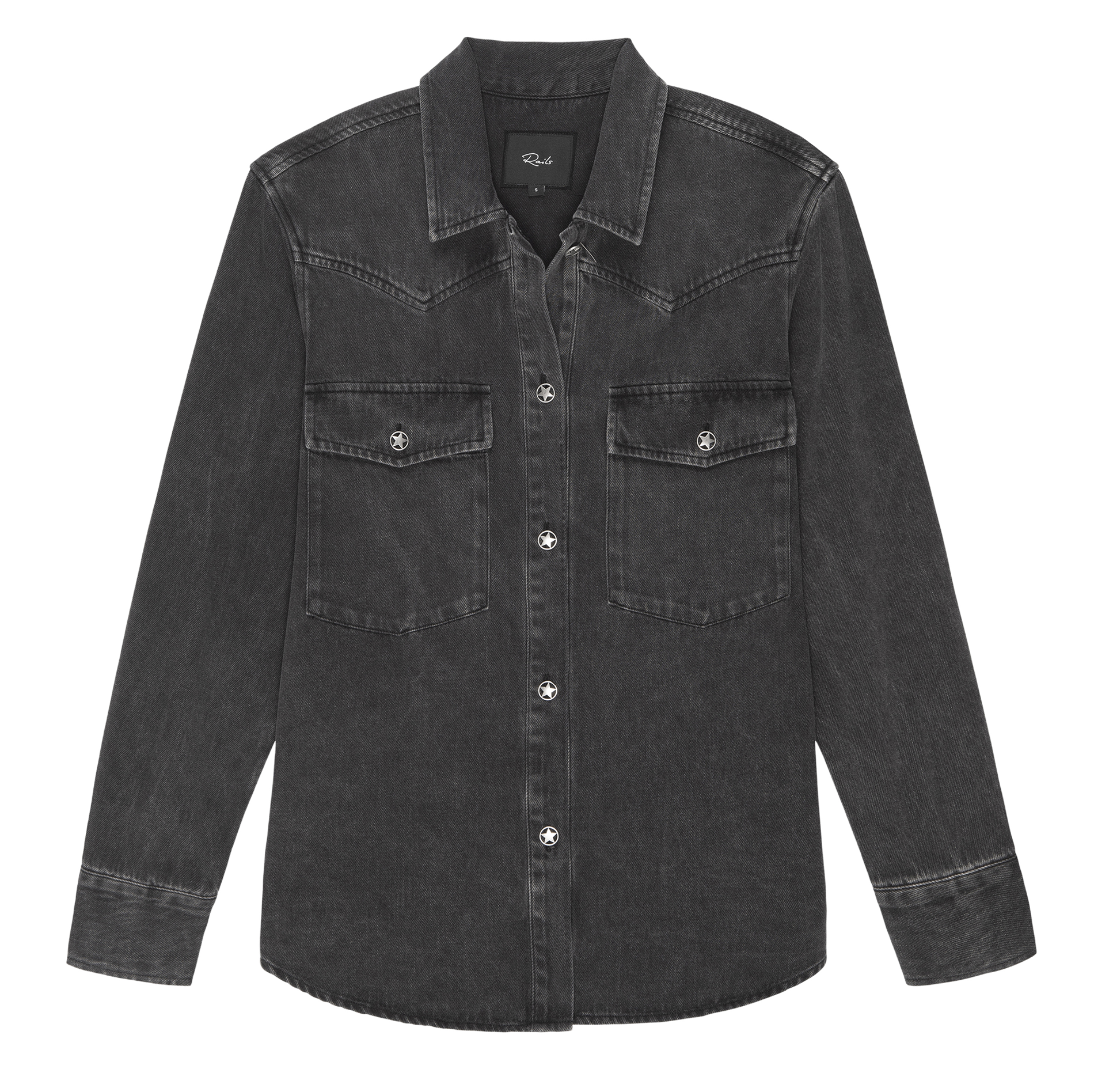 Cotton and linen shirt with classic collar Black