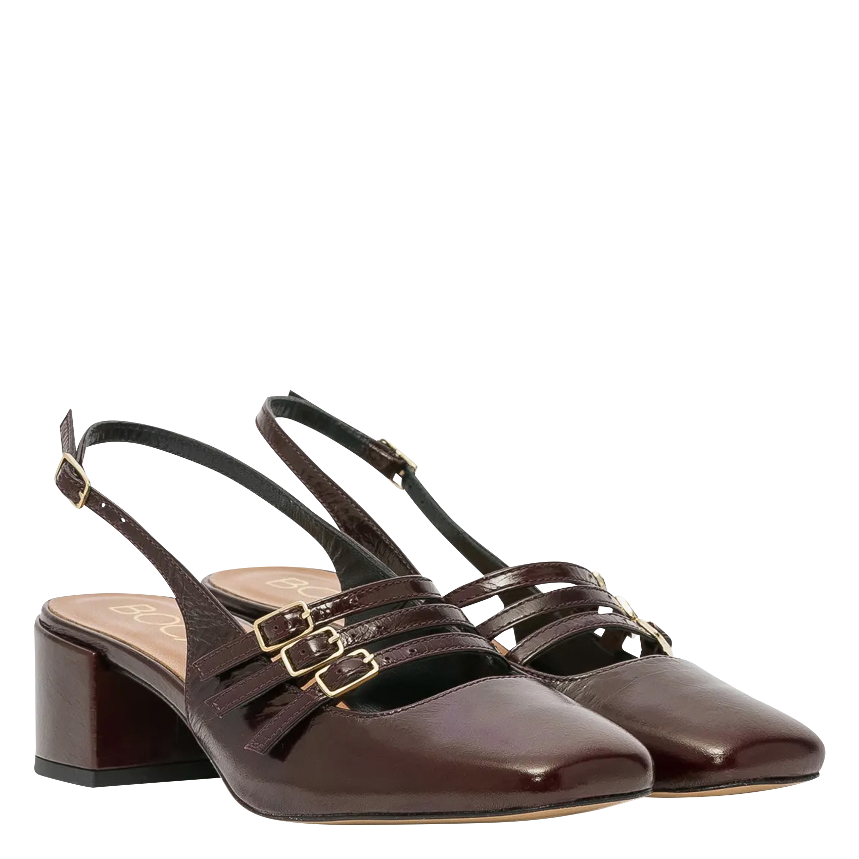 Riemchenschuhe aus Leder Braun