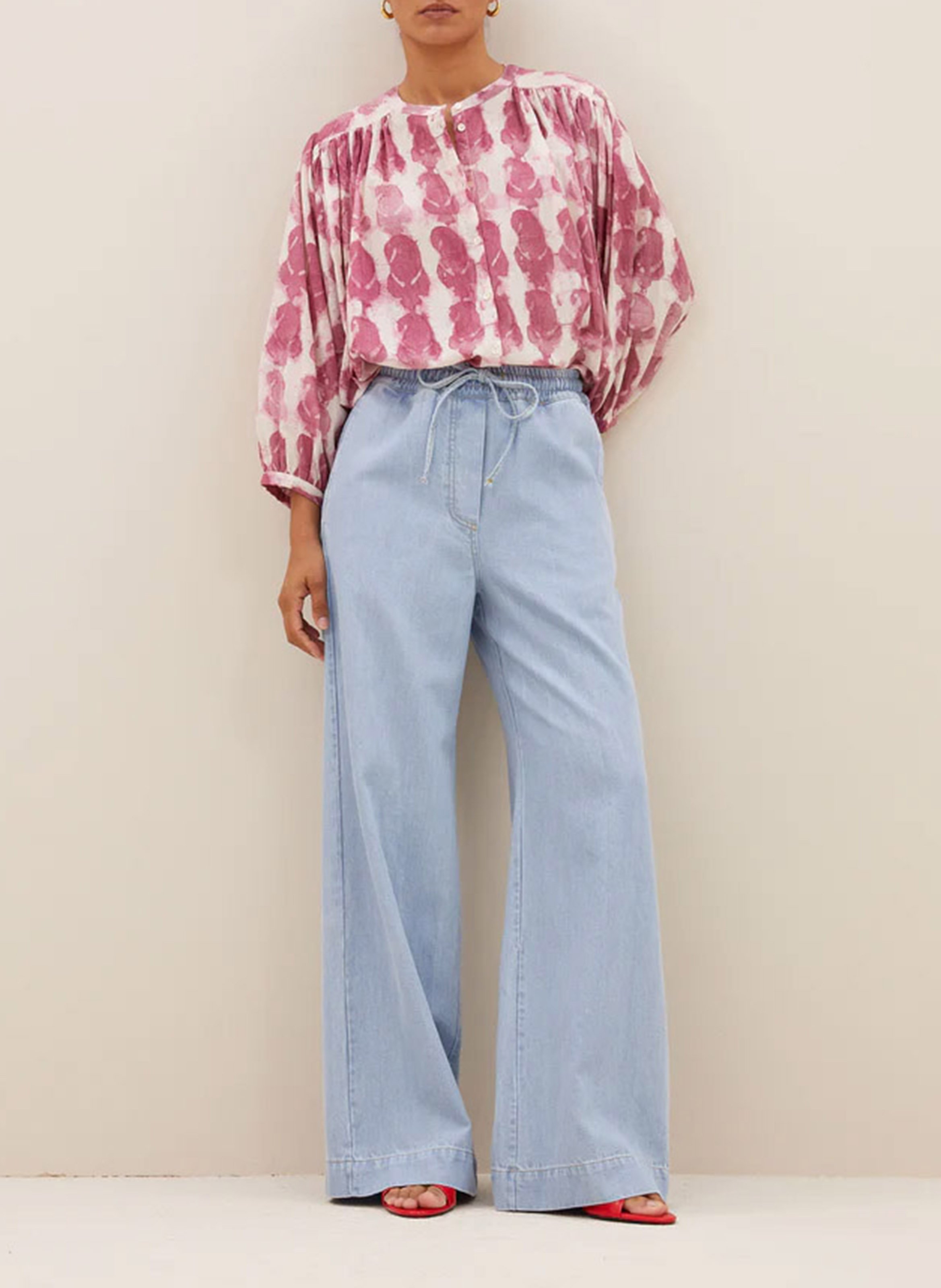 Straight printed cotton blouse BY BAR Pink