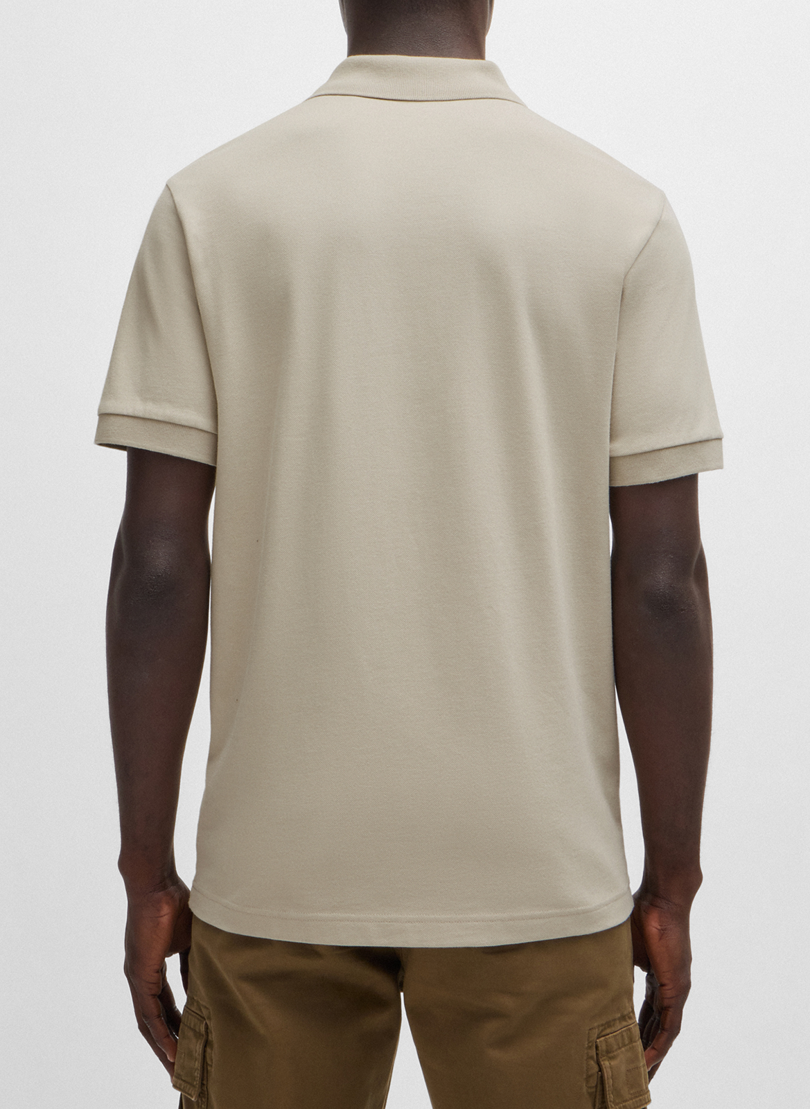 Slim-fit cotton-blend polo shirt BOSS Beige