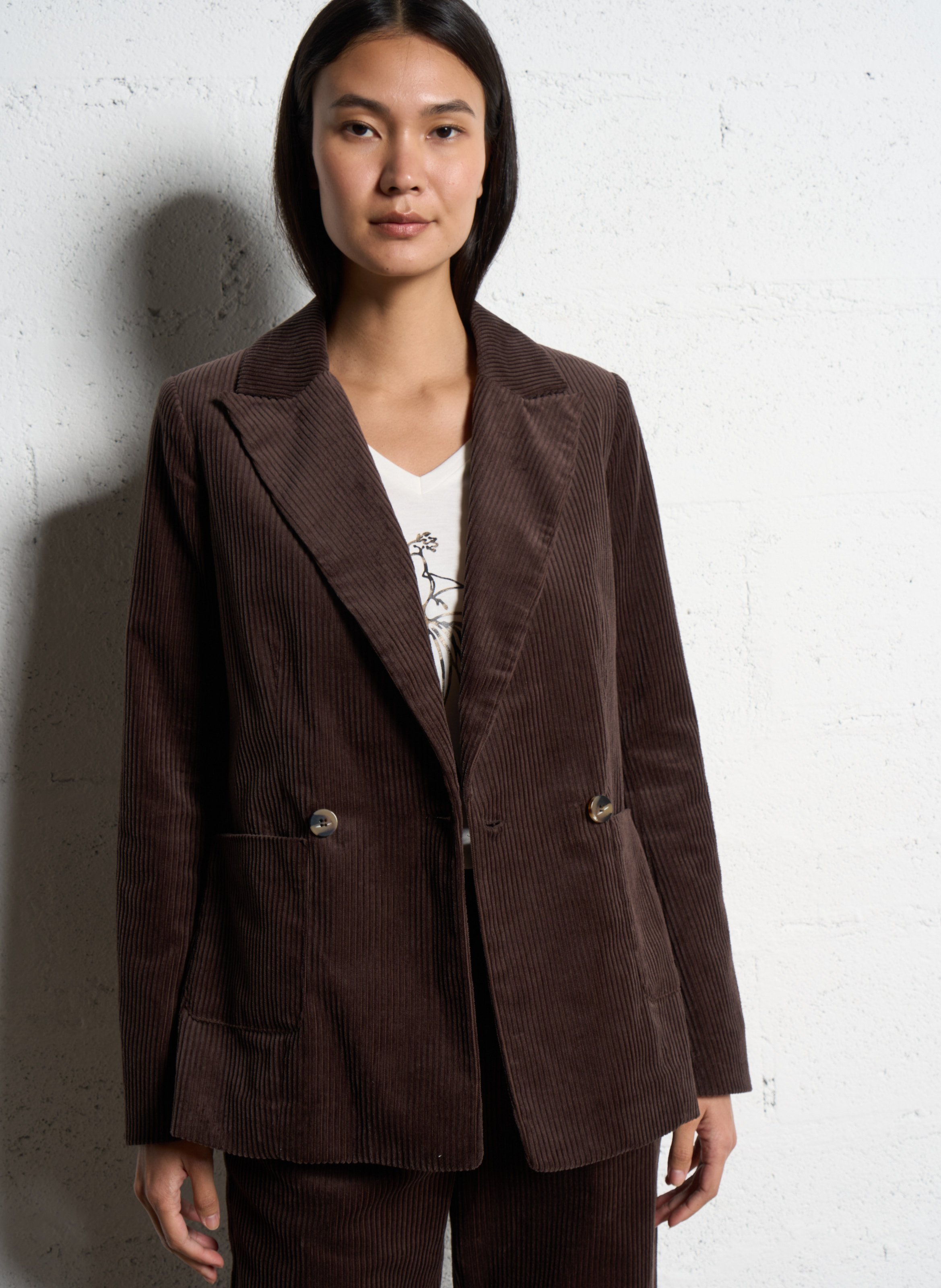Gerade geschnittener Blazer aus Baumwolle ONE STEP