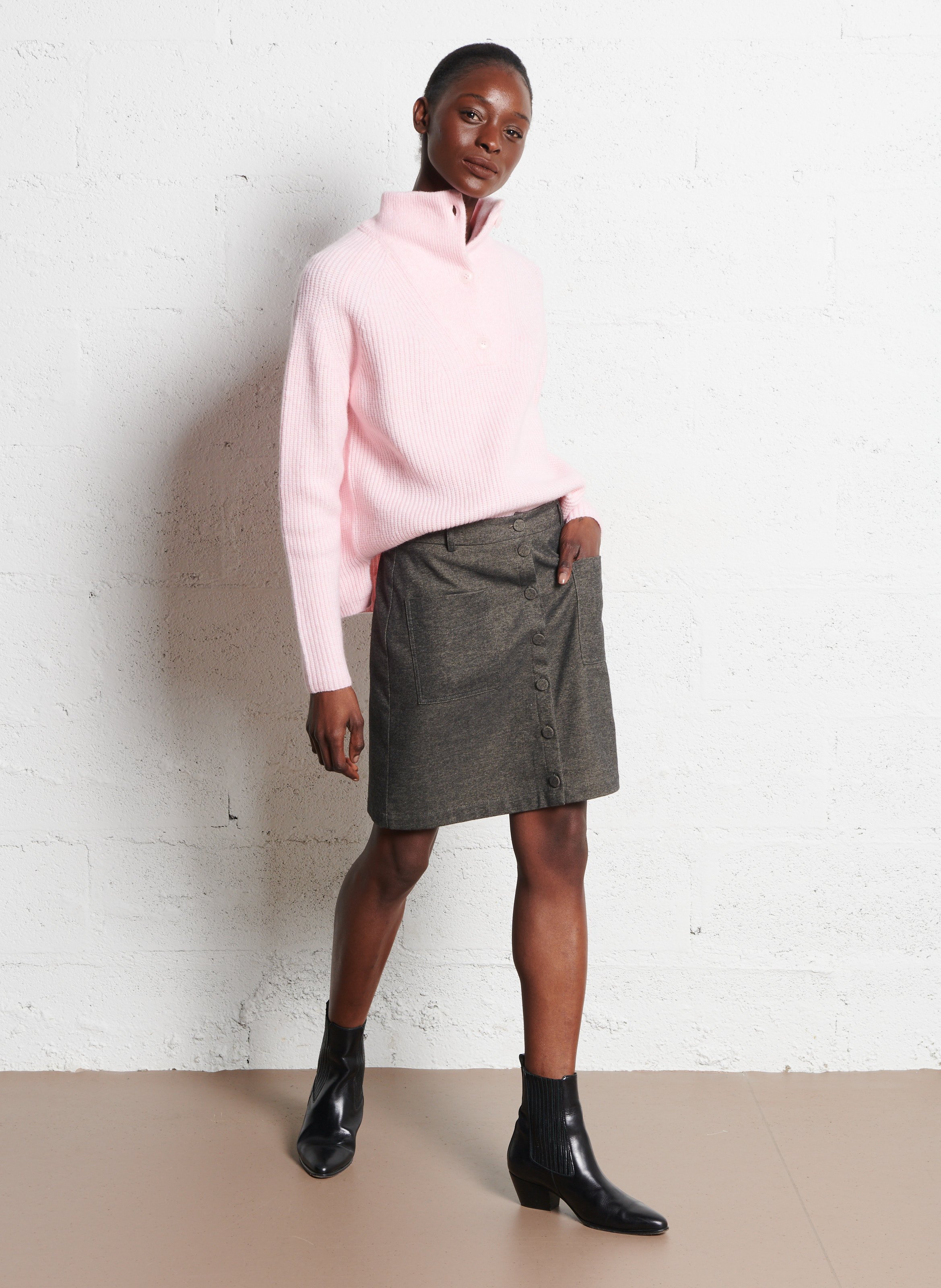 Jupe courte droite ONE STEP Gris