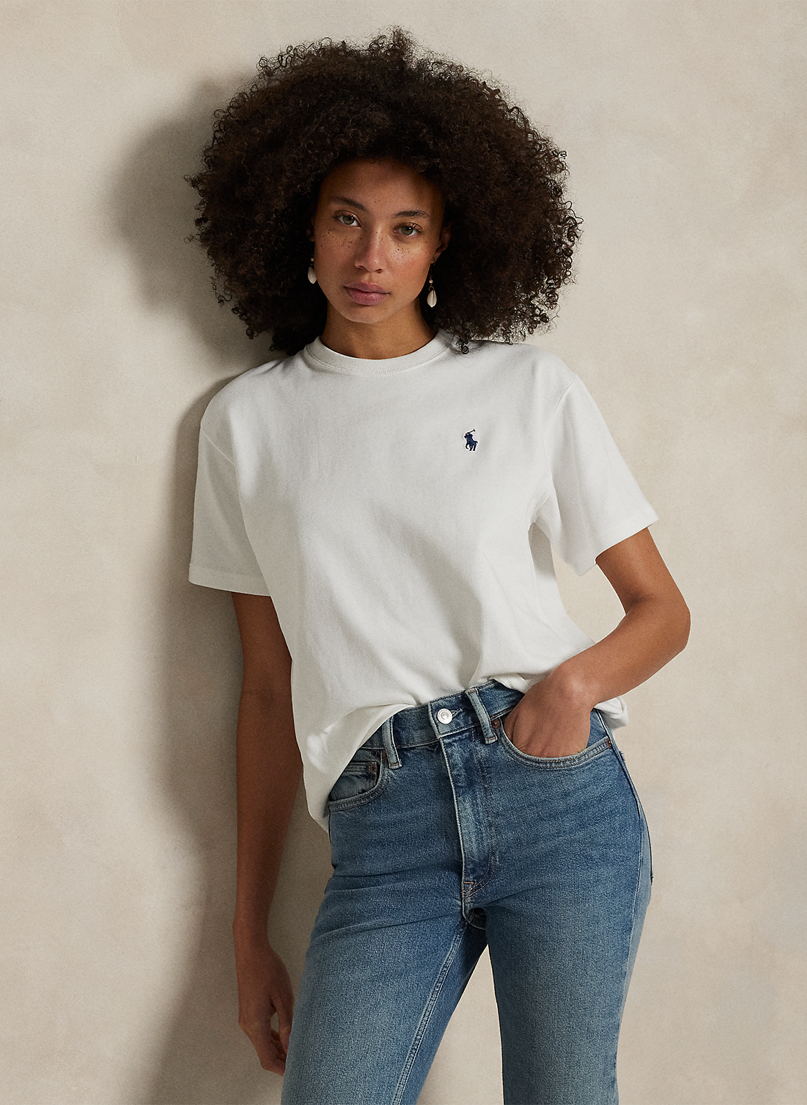 Tee-shirt col rond en coton POLO RALPH LAUREN Blanc