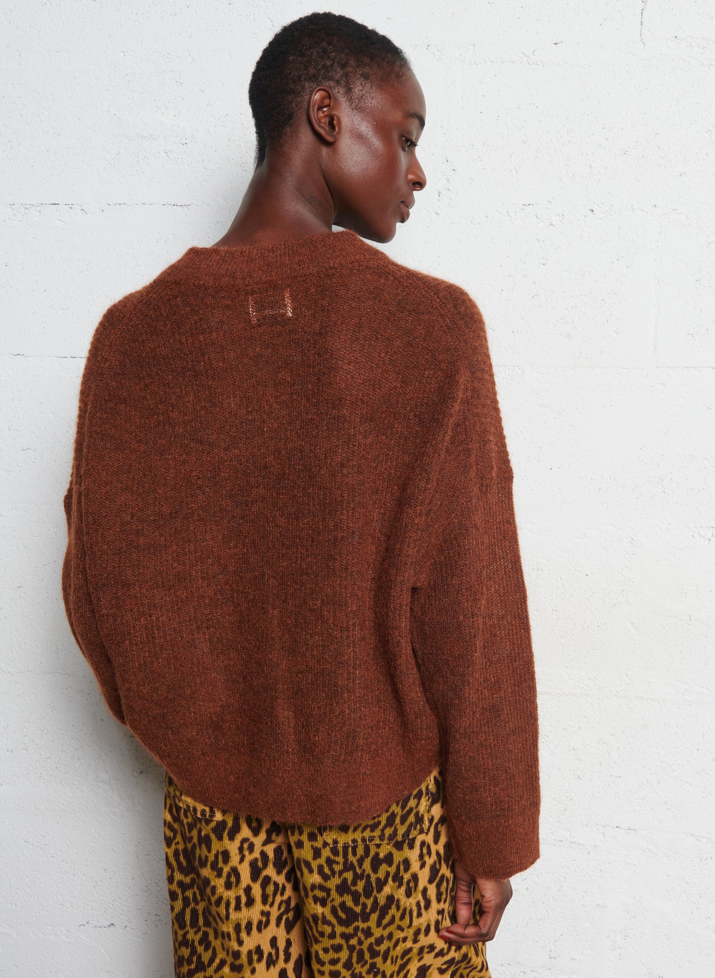 Wijde trui van mohairmix met V-hals BELLEROSE Blauw