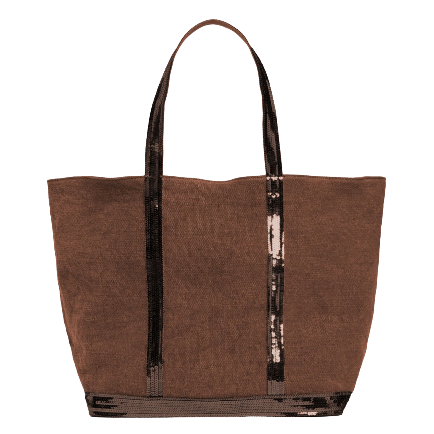 Linnen shopper met borduursel en lovertjes VANESSA BRUNO Bruin