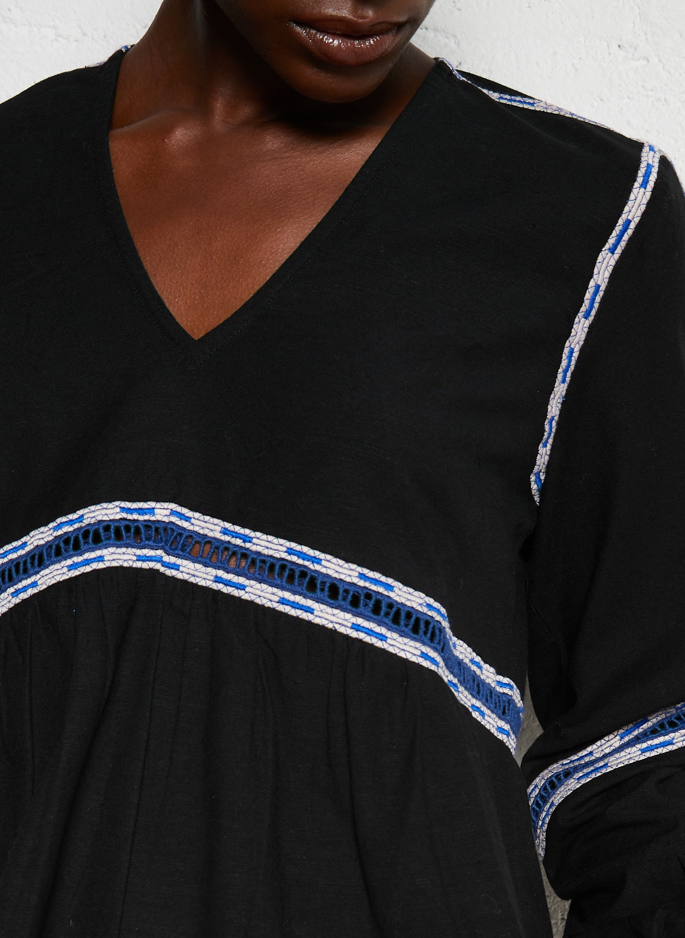 Blouse évasée col V  LEON & HARPER Noir