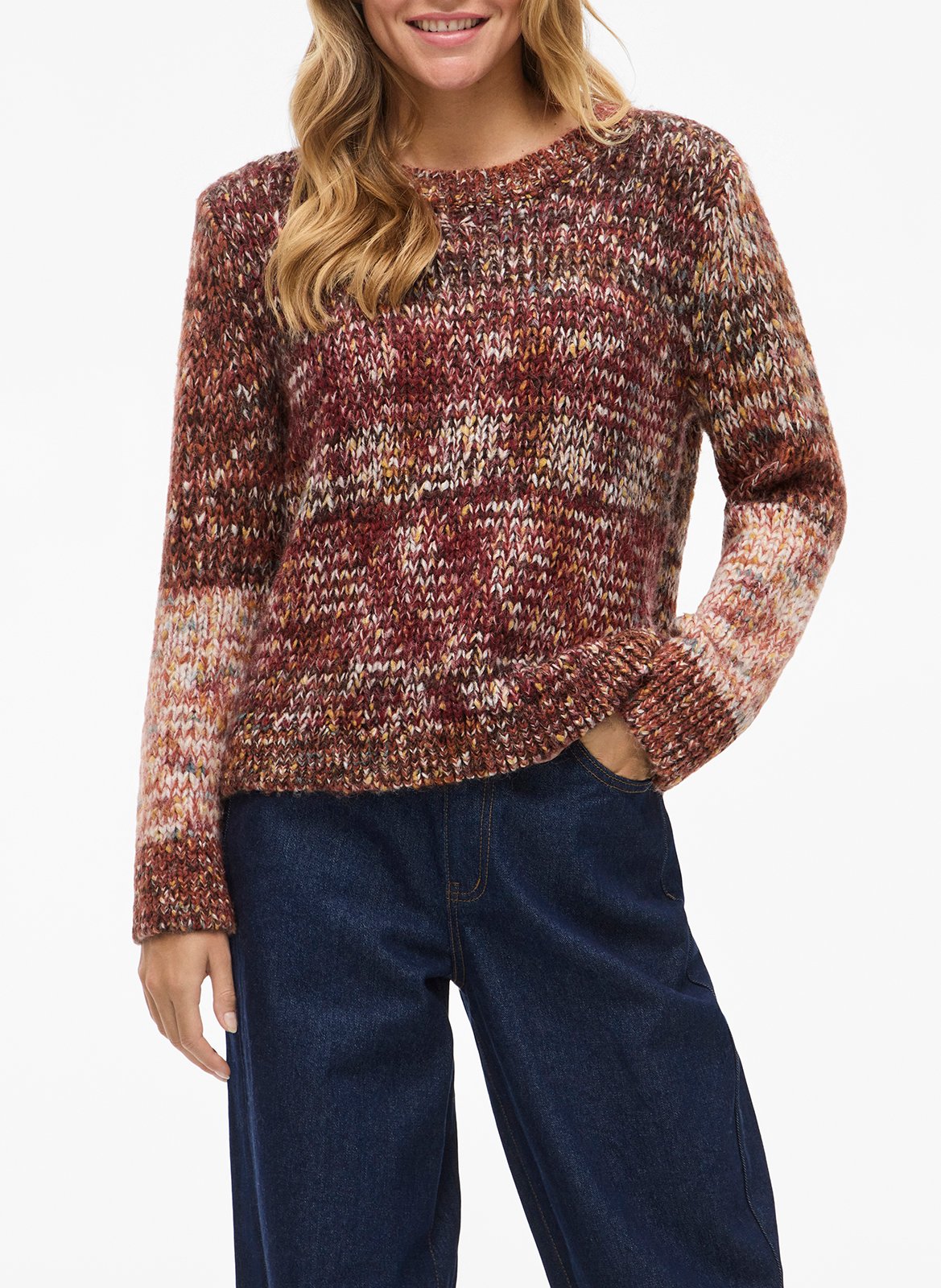 Pull droit col rond en maille VILA Prune