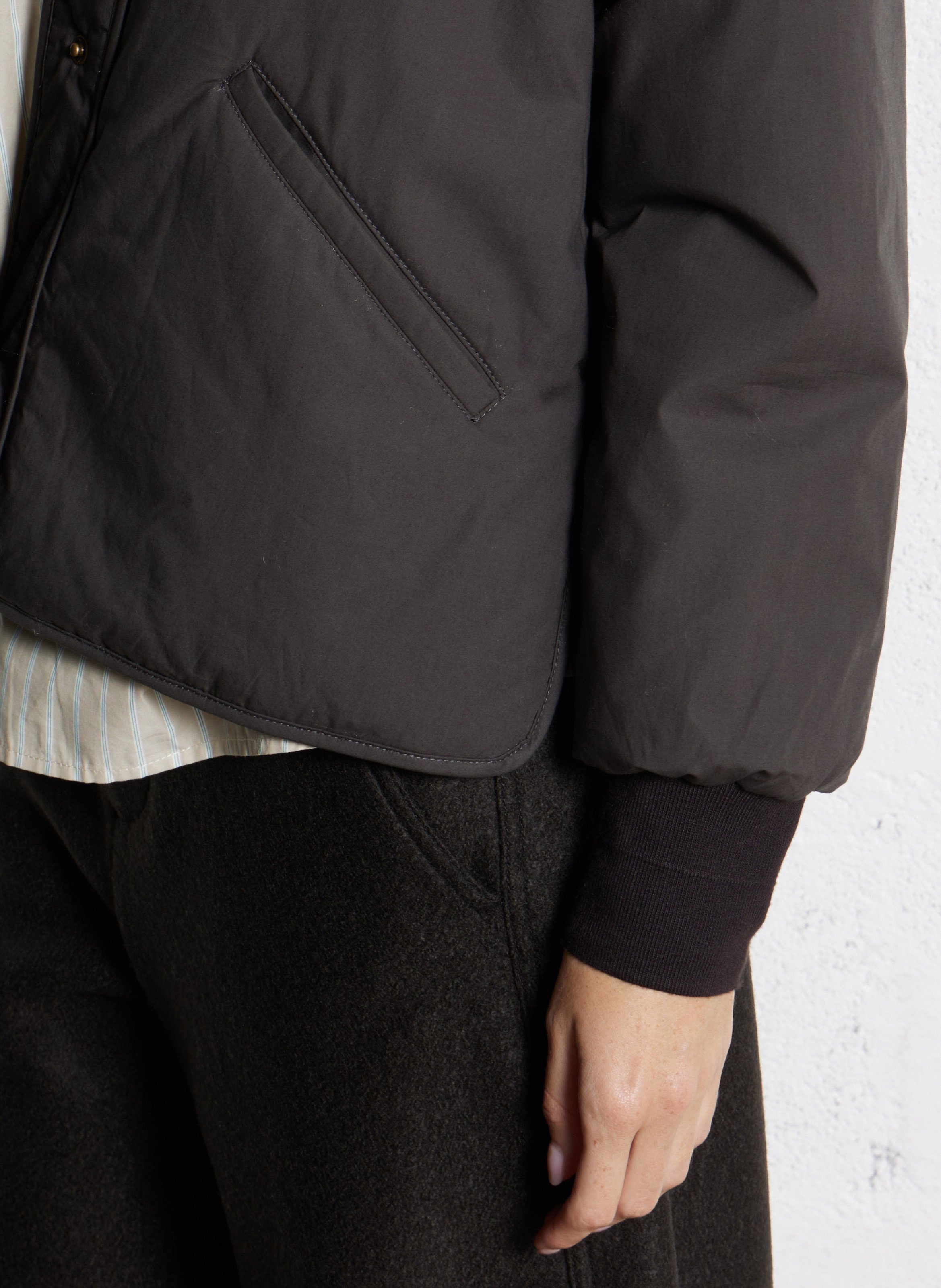 Blouson droit col V en coton SOEUR Gris