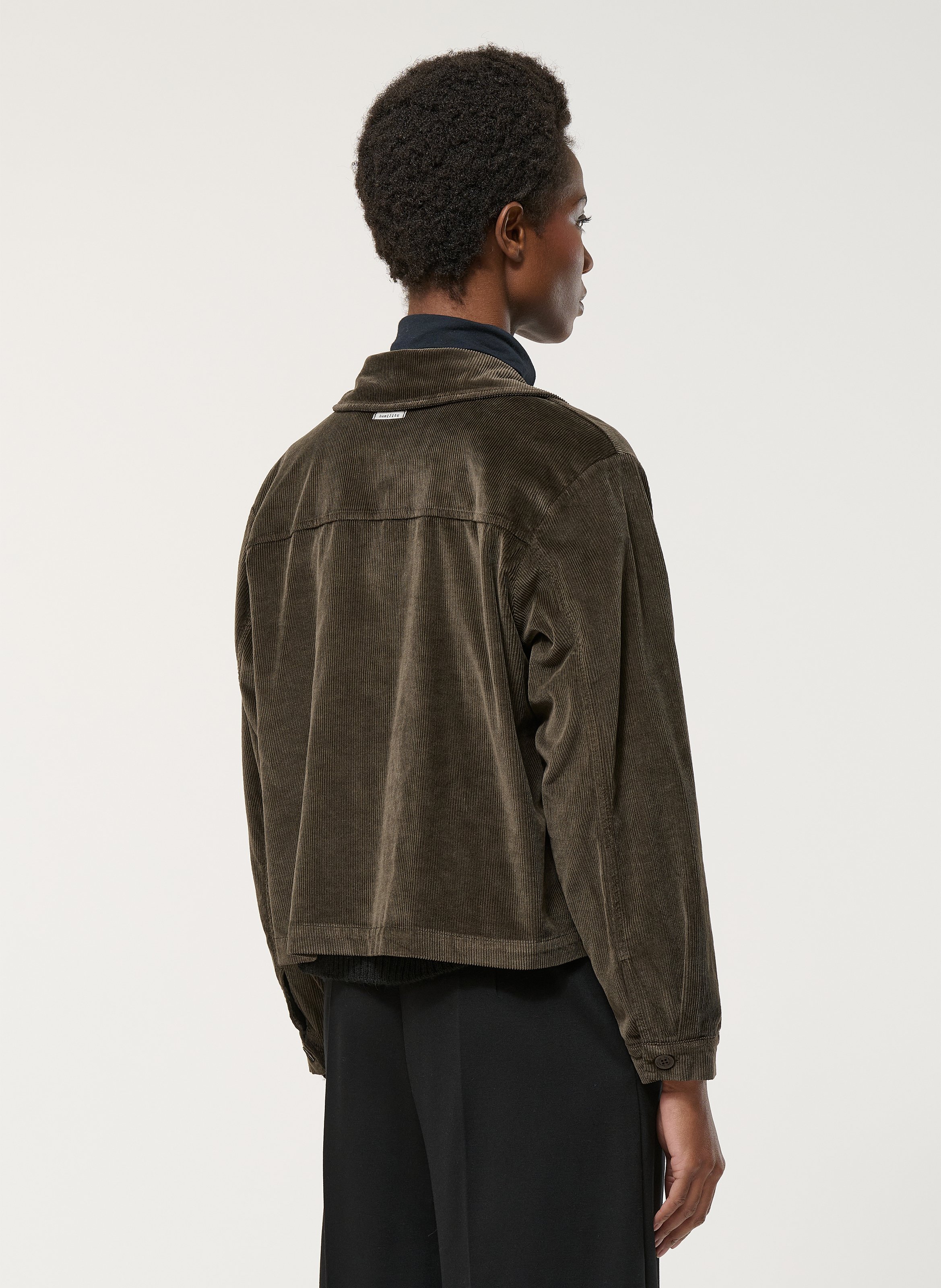 Veste droite col classique en coton mélangé HUMILITY Marron