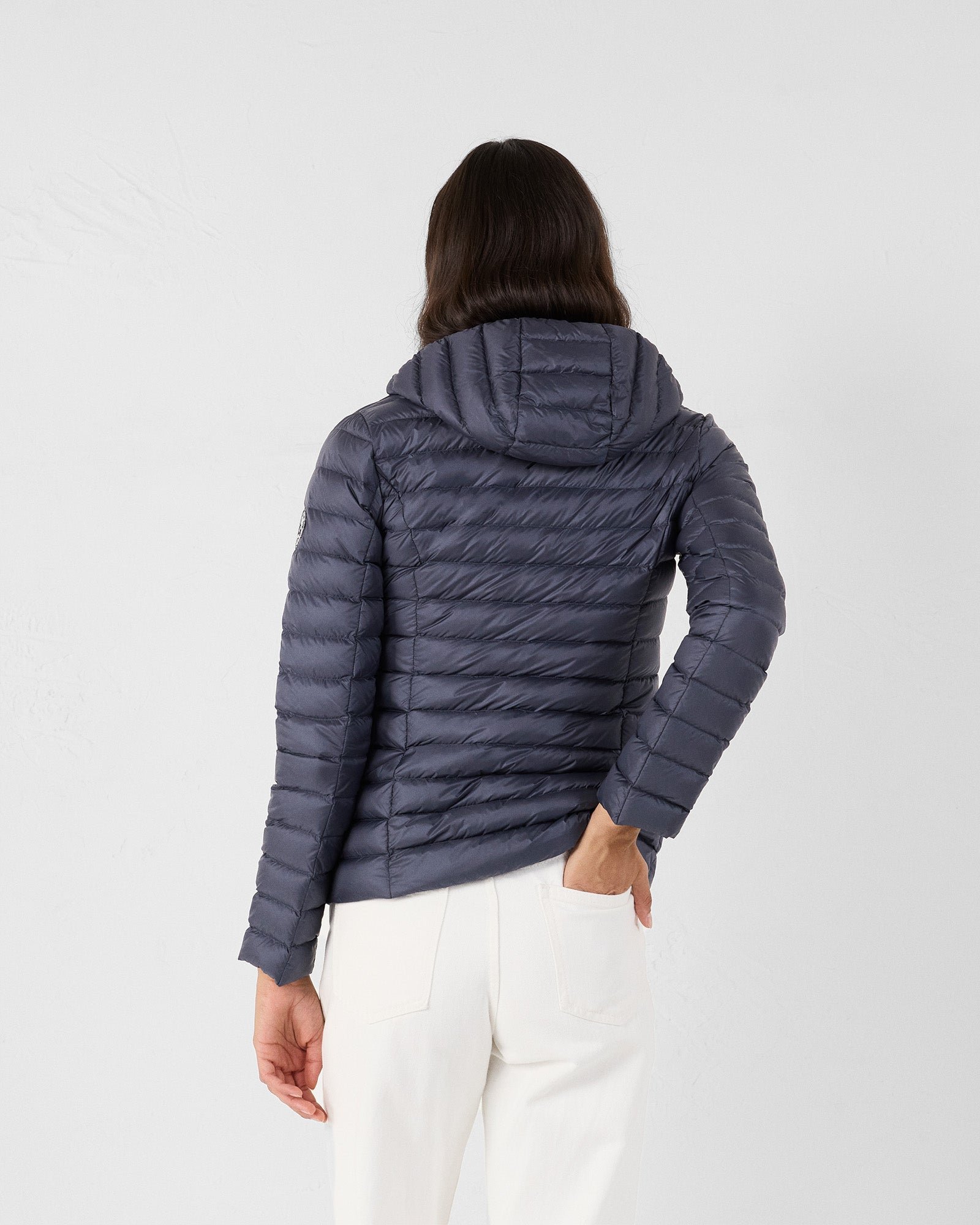 Lightweight hooded puffer jacket in bluestone cloe JOTT Blue