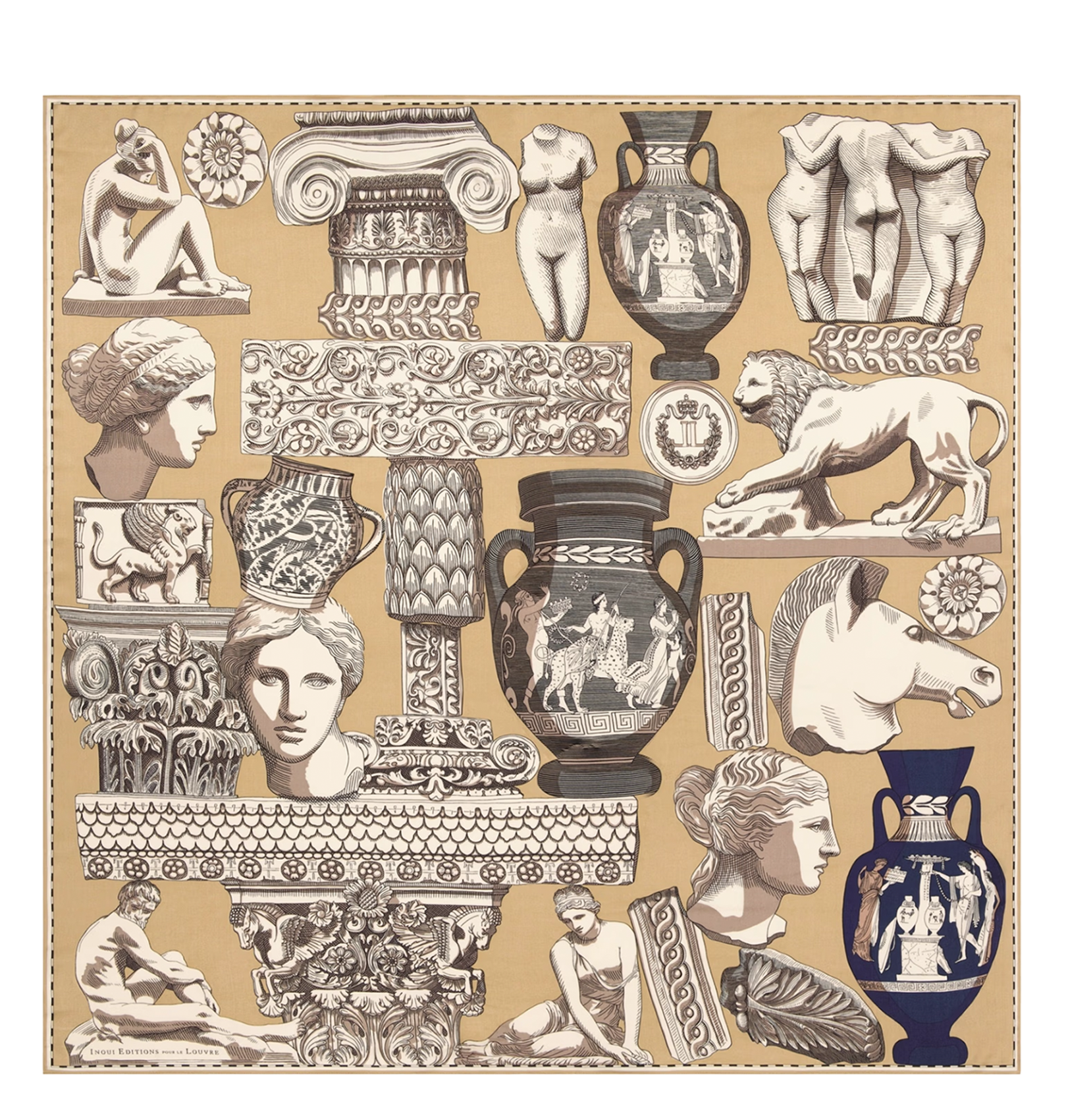 Printed silk-mix scarf INOUI EDITIONS Beige