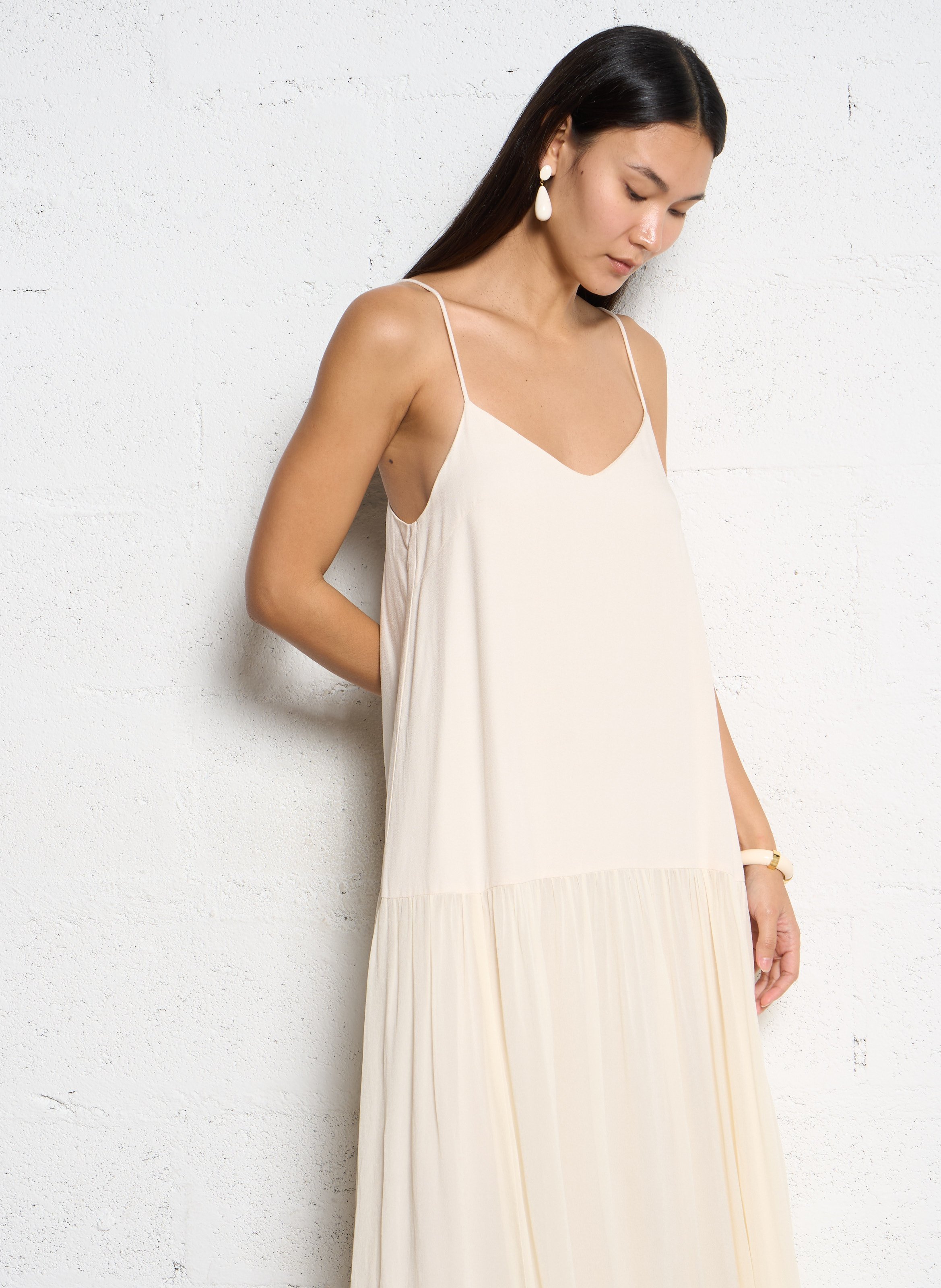 Robe longue col V SUNCOO Blanc